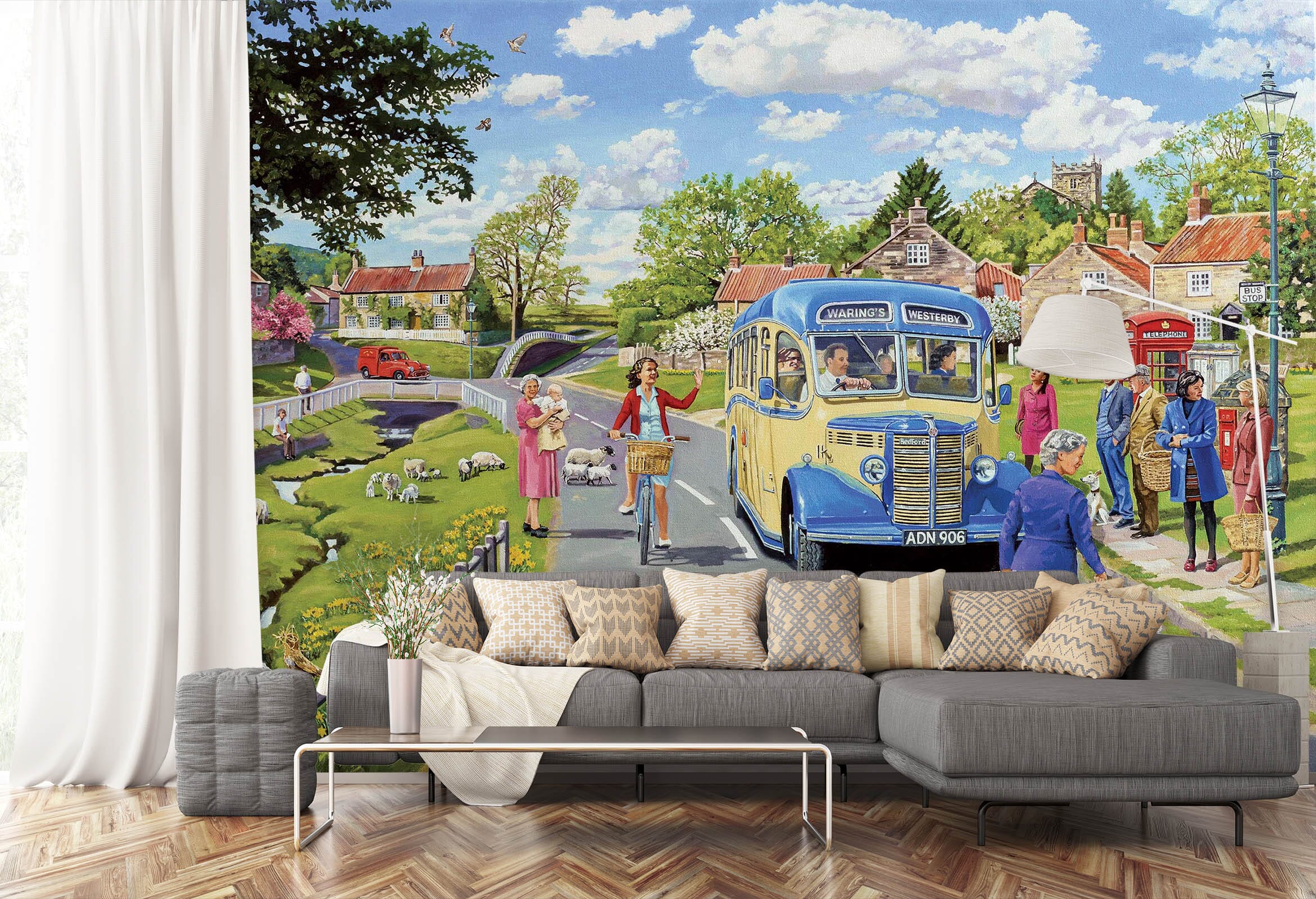 3D The Village Bus Stop 1071 Trevor Mitchell Wall Mural Wall Murals Wallpaper AJ Wallpaper 2
