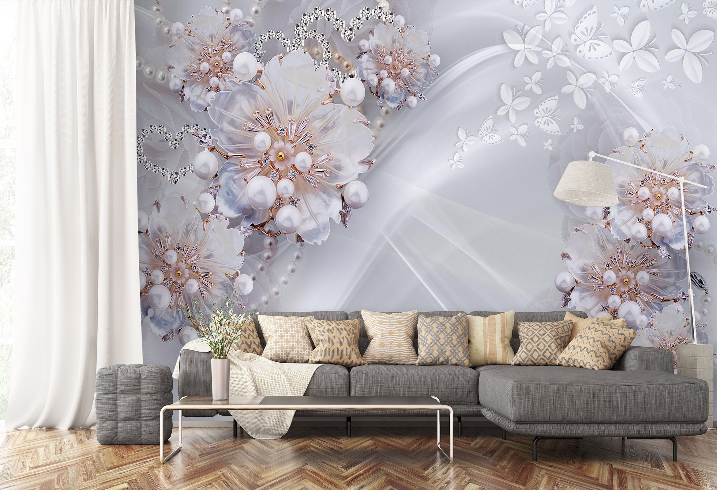 3D Pearl Flower 2067 Wall Murals Wallpaper AJ Wallpaper 2
