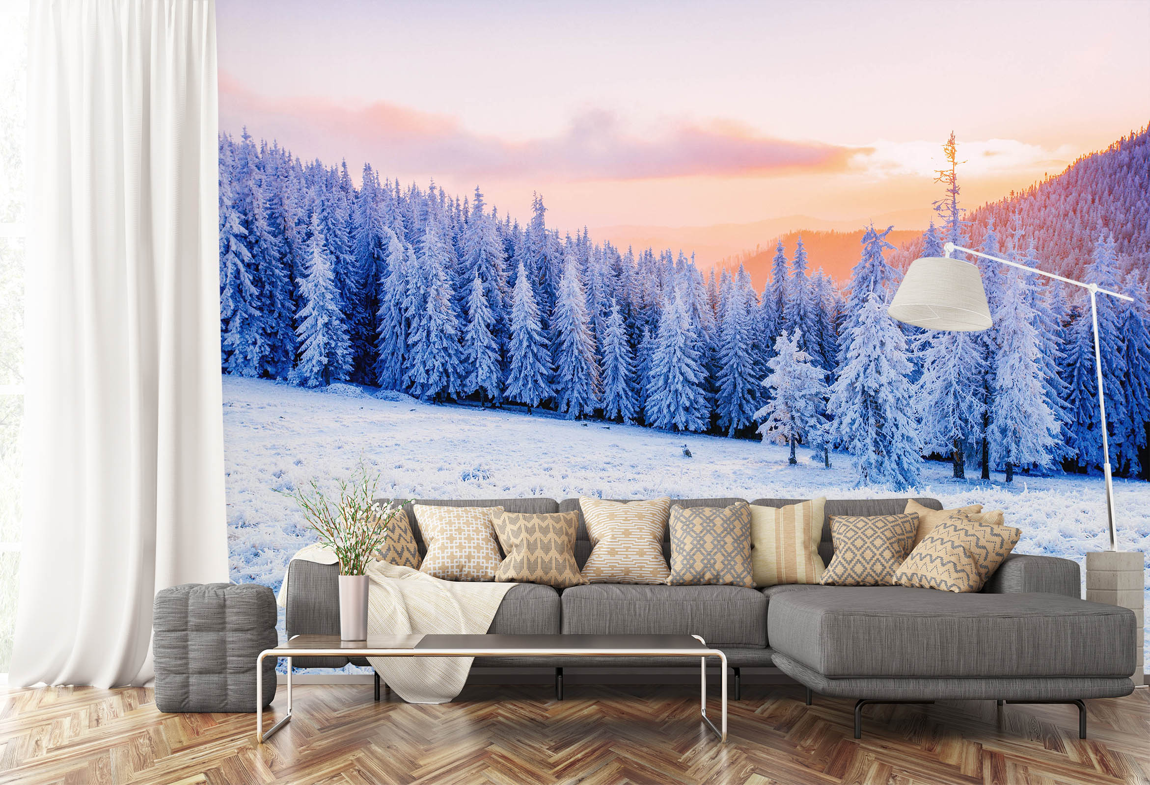 3D Snow Mountain Tree 58041 Wall Murals