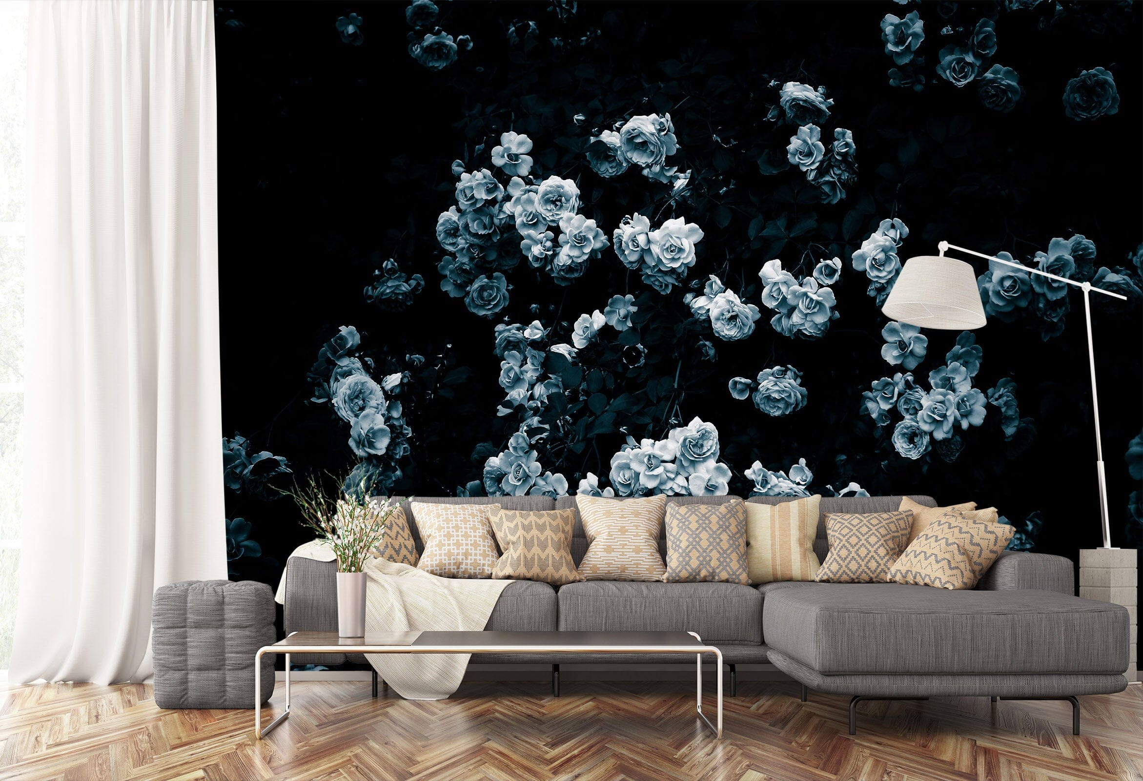3D White Flowers 104 Noirblanc777 Wall Mural Wall Murals Wallpaper AJ Wallpaper 2