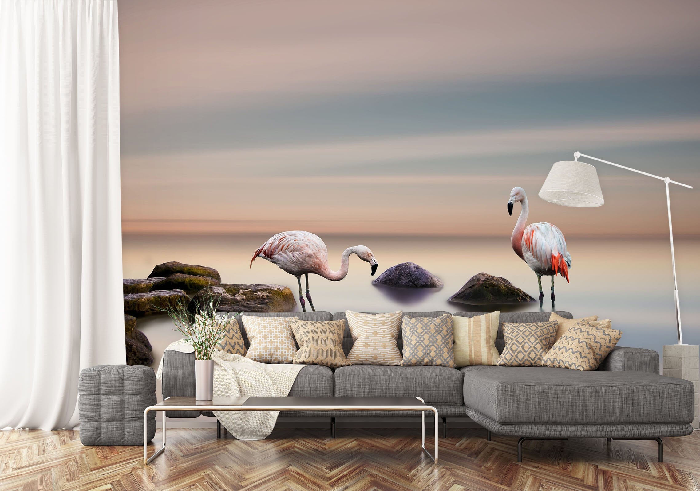 3D Flamingo Stones 1140 Wall Murals Wallpaper AJ Wallpaper 2