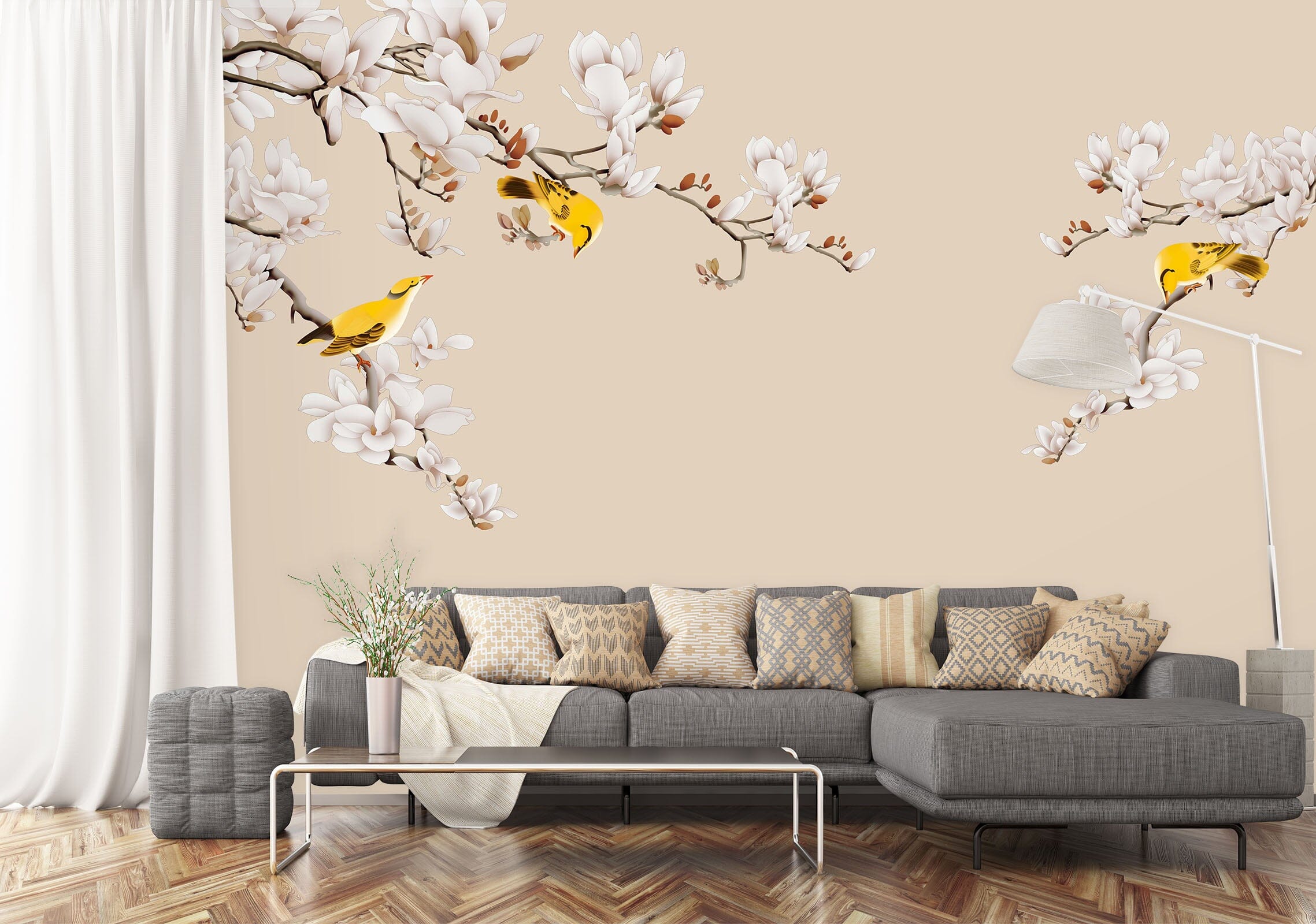 3D Flower Bird 1606 Wall Murals Wallpaper AJ Wallpaper 2