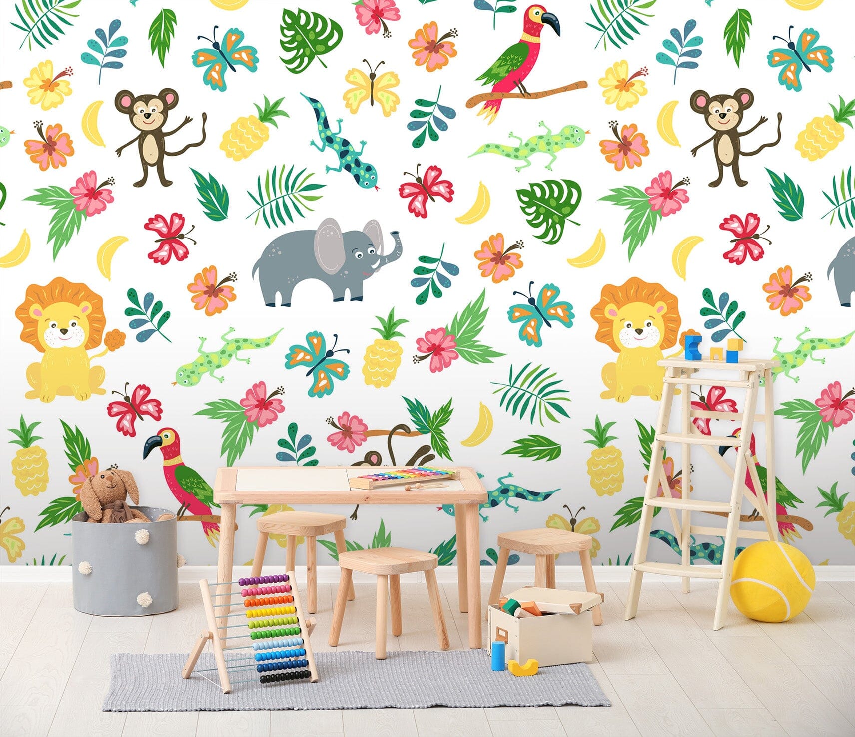 3D Elephant Monkey 189 Wall Murals Wallpaper AJ Wallpaper 2
