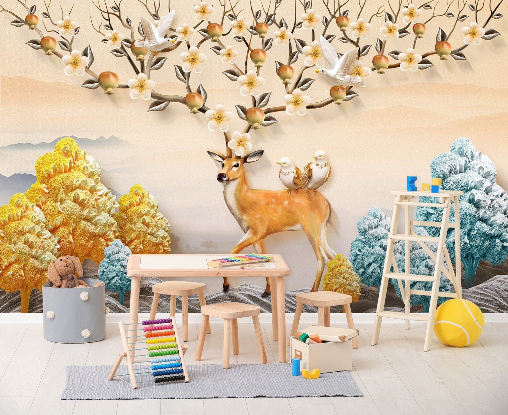 3D Wood Fawn 1462 Wall Murals Wallpaper AJ Wallpaper 2