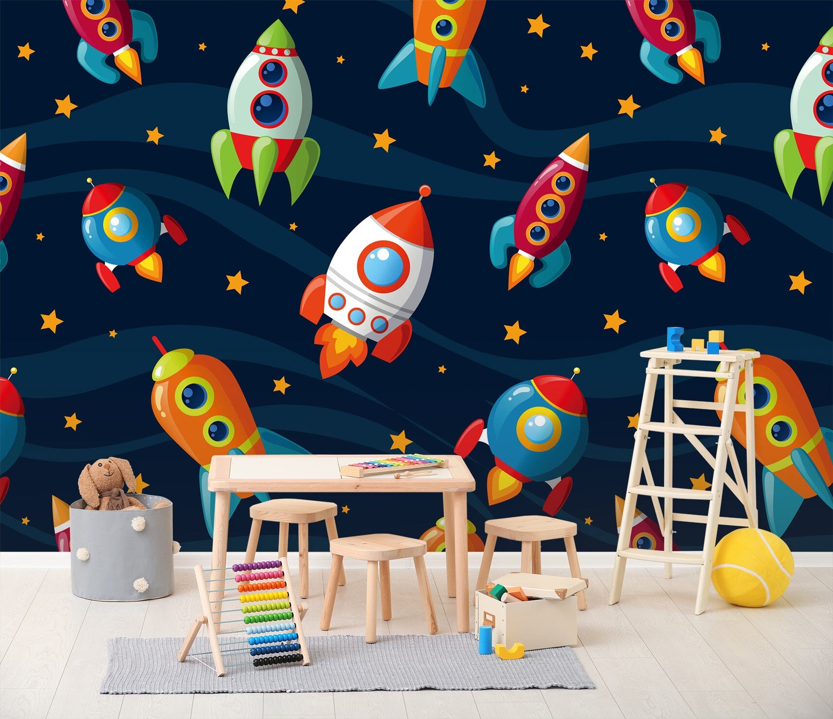 3D Cartoon Rocket 034 Wall Murals Wallpaper AJ Wallpaper 2