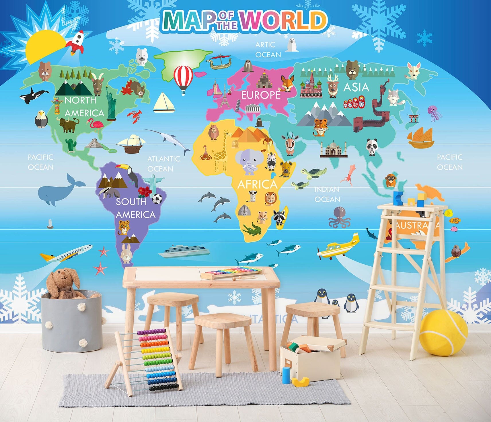 3D Beautiful Colors 2115 World Map Wall Murals AJ Wallpaper