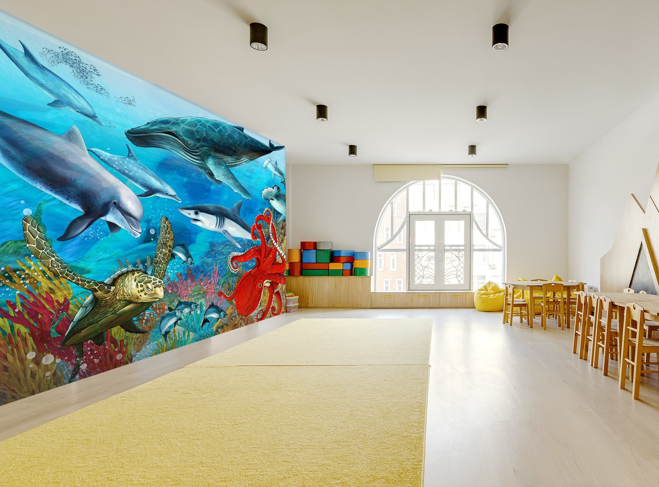 3D Dolphin Shark Turtle 035 Wall Murals Wallpaper AJ Wallpaper 2