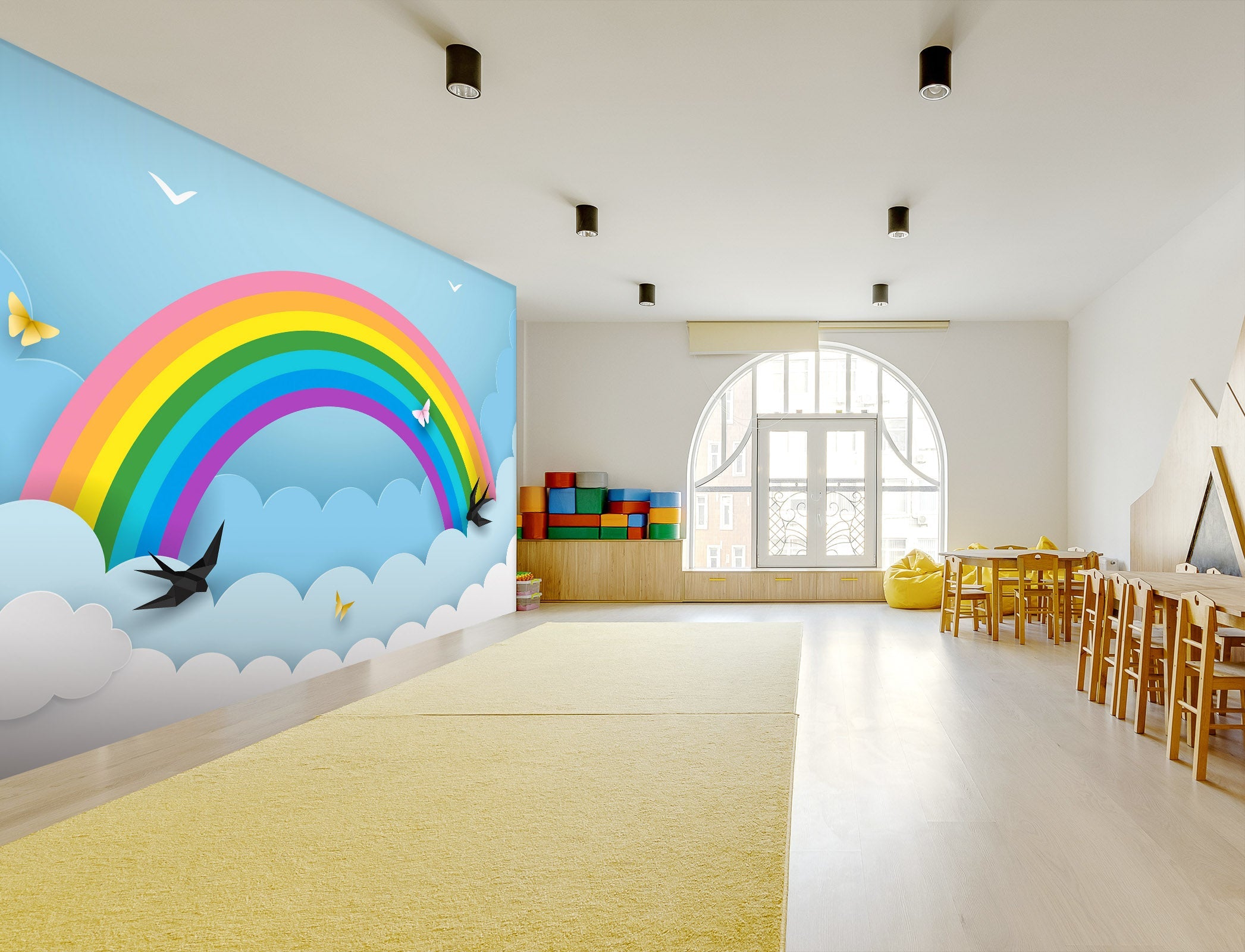 3D Rainbow Butterfly 044 Wall Murals Wallpaper AJ Wallpaper 2