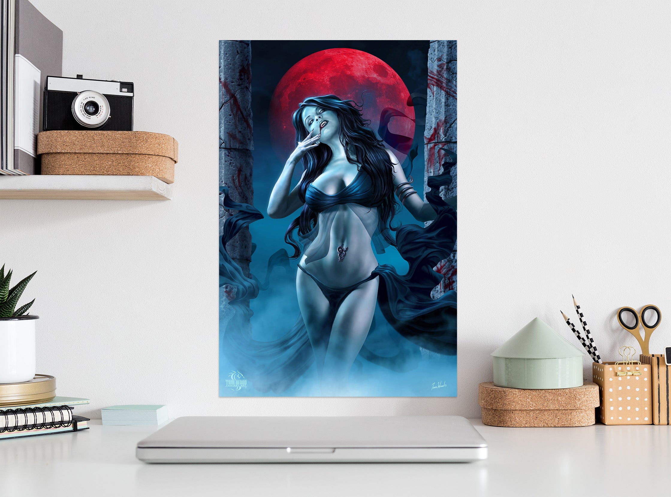 3D Red Moon Beauty 5123 Tom Wood Wall Sticker