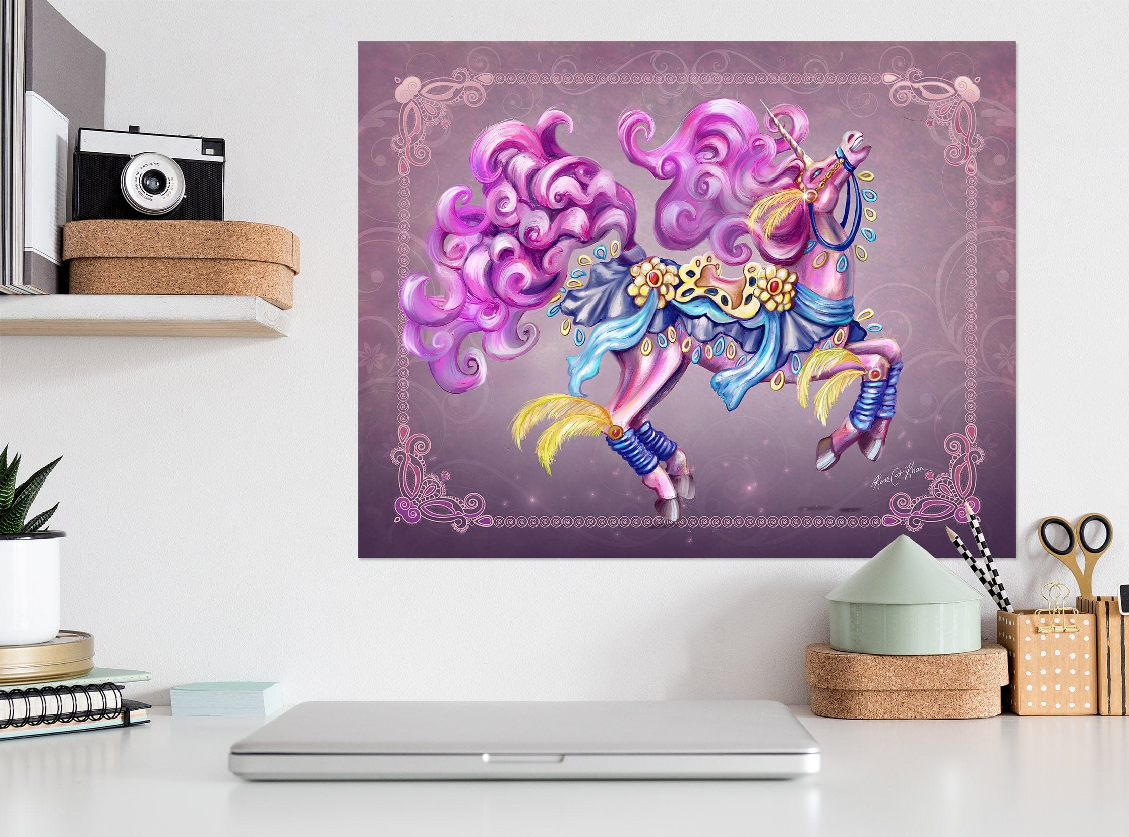 3D Purple Unicorn 202 Rose Catherine Khan Wall Sticker Wallpaper AJ Wallpaper 2