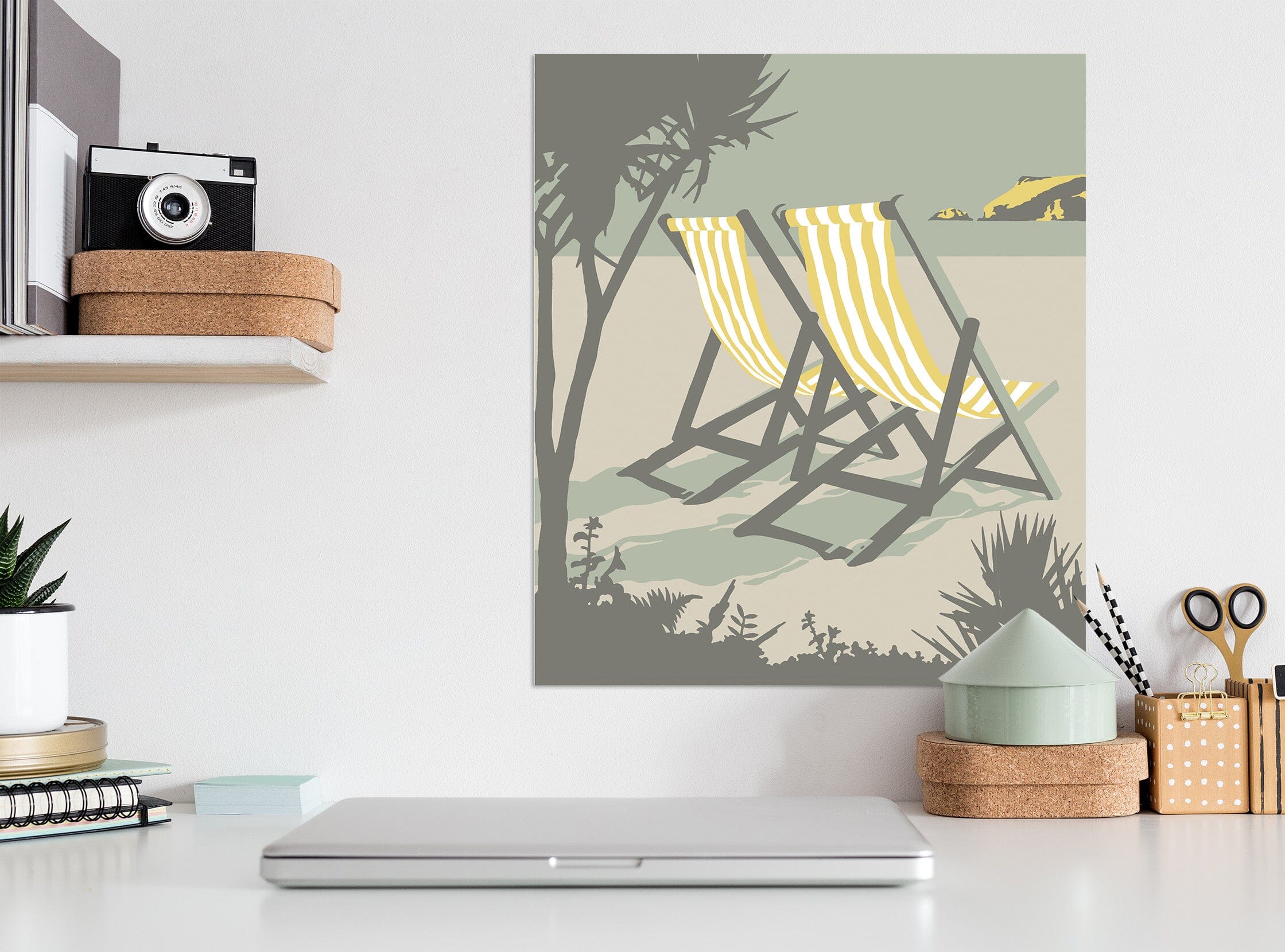 3D Polzeath Deckchairs 046 Steve Read Wall Sticker Wallpaper AJ Wallpaper 2