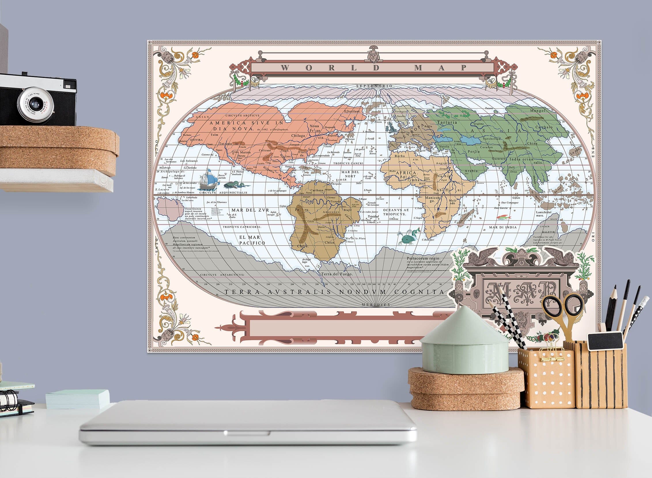 3D Colored Island 216 World Map Wall Sticker Wallpaper AJ Wallpaper 2