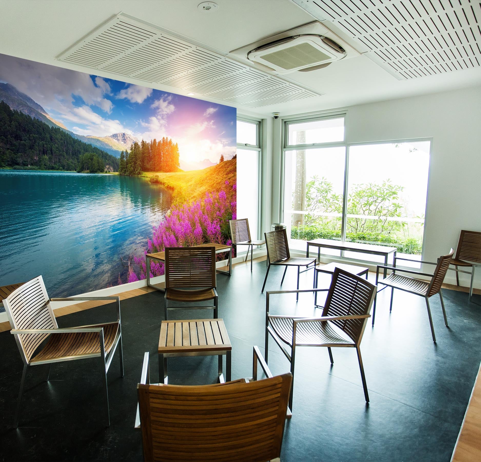 3D Sunset Lake 03 Wall Murals Wallpaper AJ Wallpaper 2