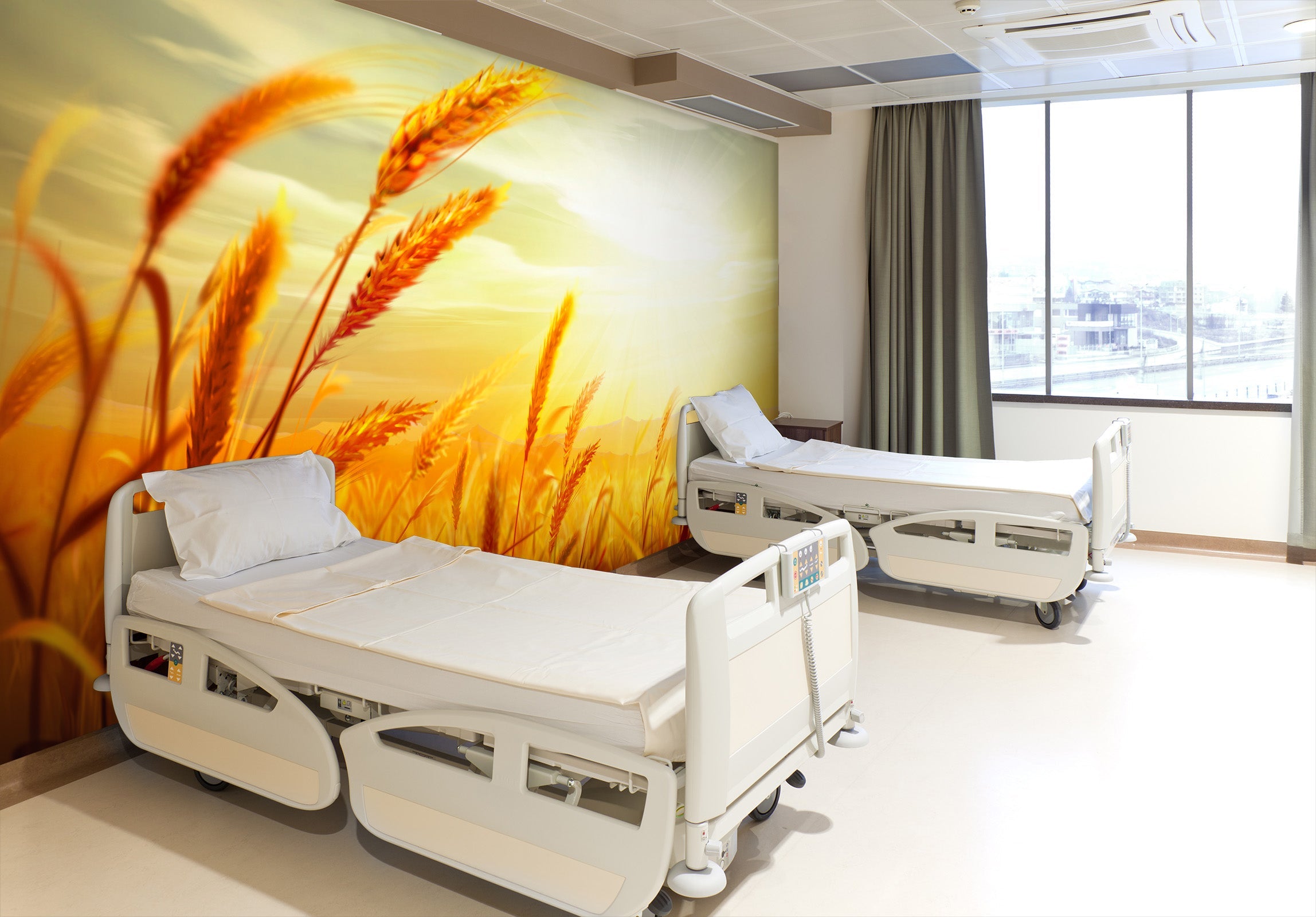 3D Sunset Wheat 007 Wall Murals Wallpaper AJ Wallpaper 2