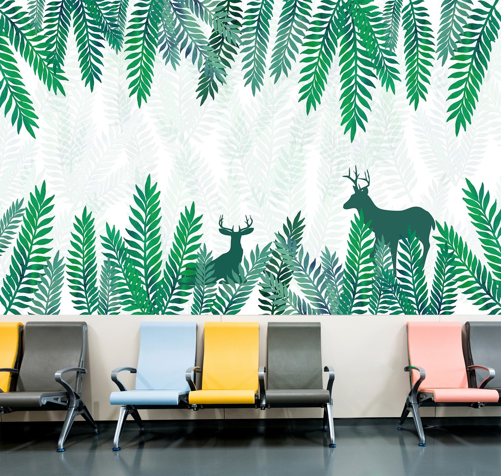 3D Leaf Deer Shadow 046 Wall Murals Wallpaper AJ Wallpaper 2