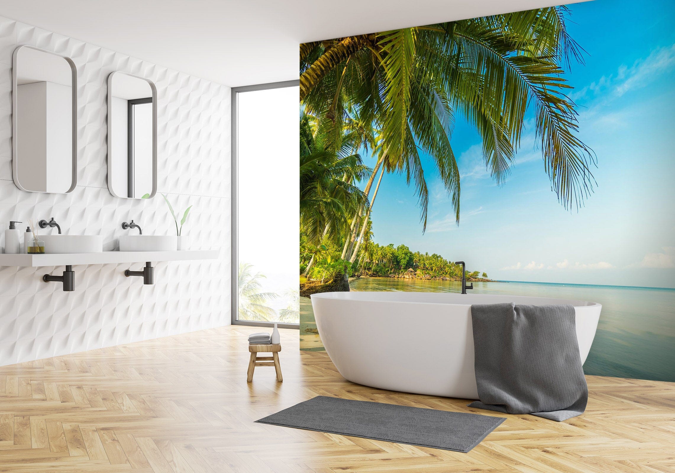 3D Coconut Tree Leaf 130 Wall Murals Wallpaper AJ Wallpaper 2