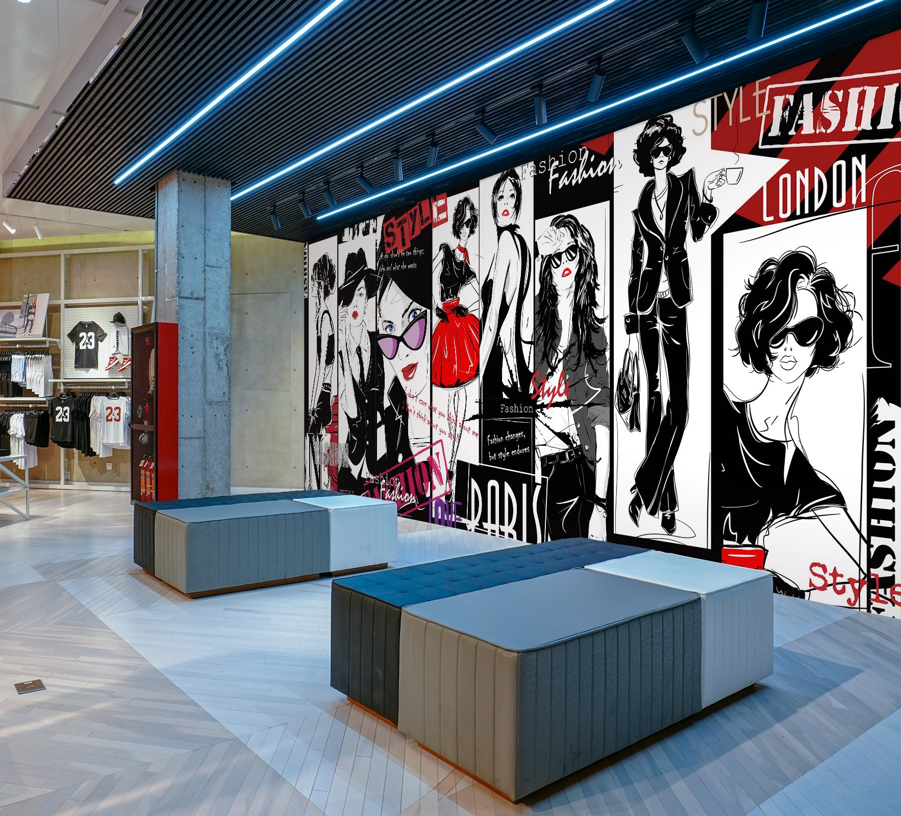 3D Woman Black Suit 137 Wall Murals