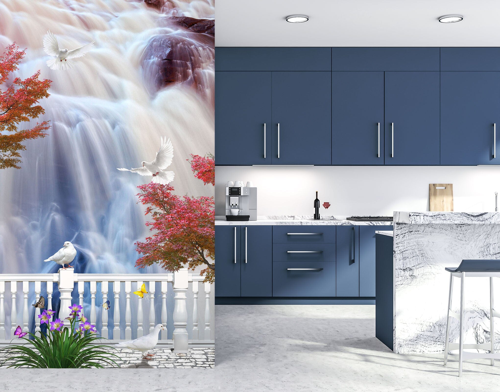 3D Valley Waterfall 1877 Wall Murals Wallpaper AJ Wallpaper 2