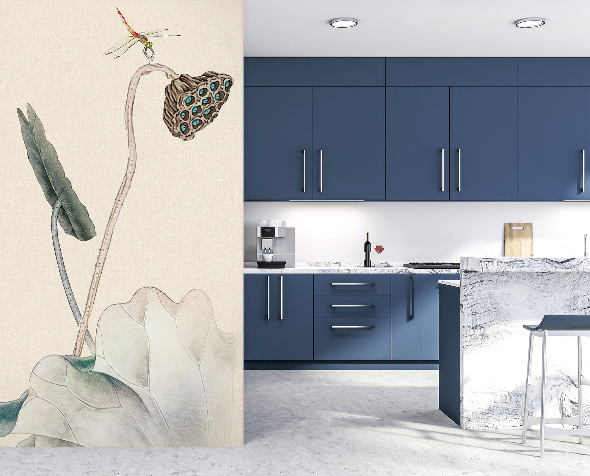 3D Dragonfly Lotus 1816 Wall Murals Wallpaper AJ Wallpaper 2