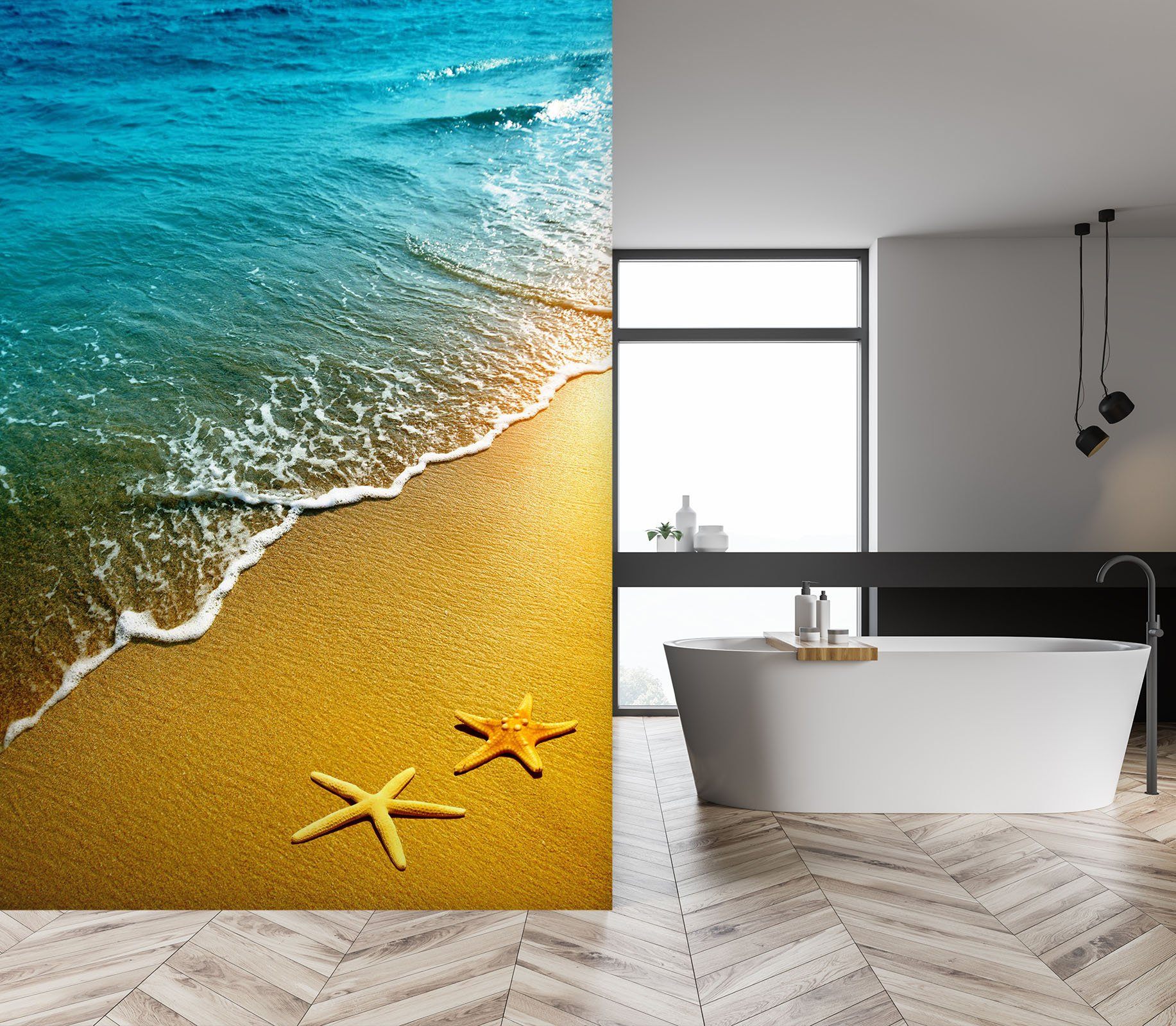 3D Beach Starfish Golden 083 Wall Murals Wallpaper AJ Wallpaper 2
