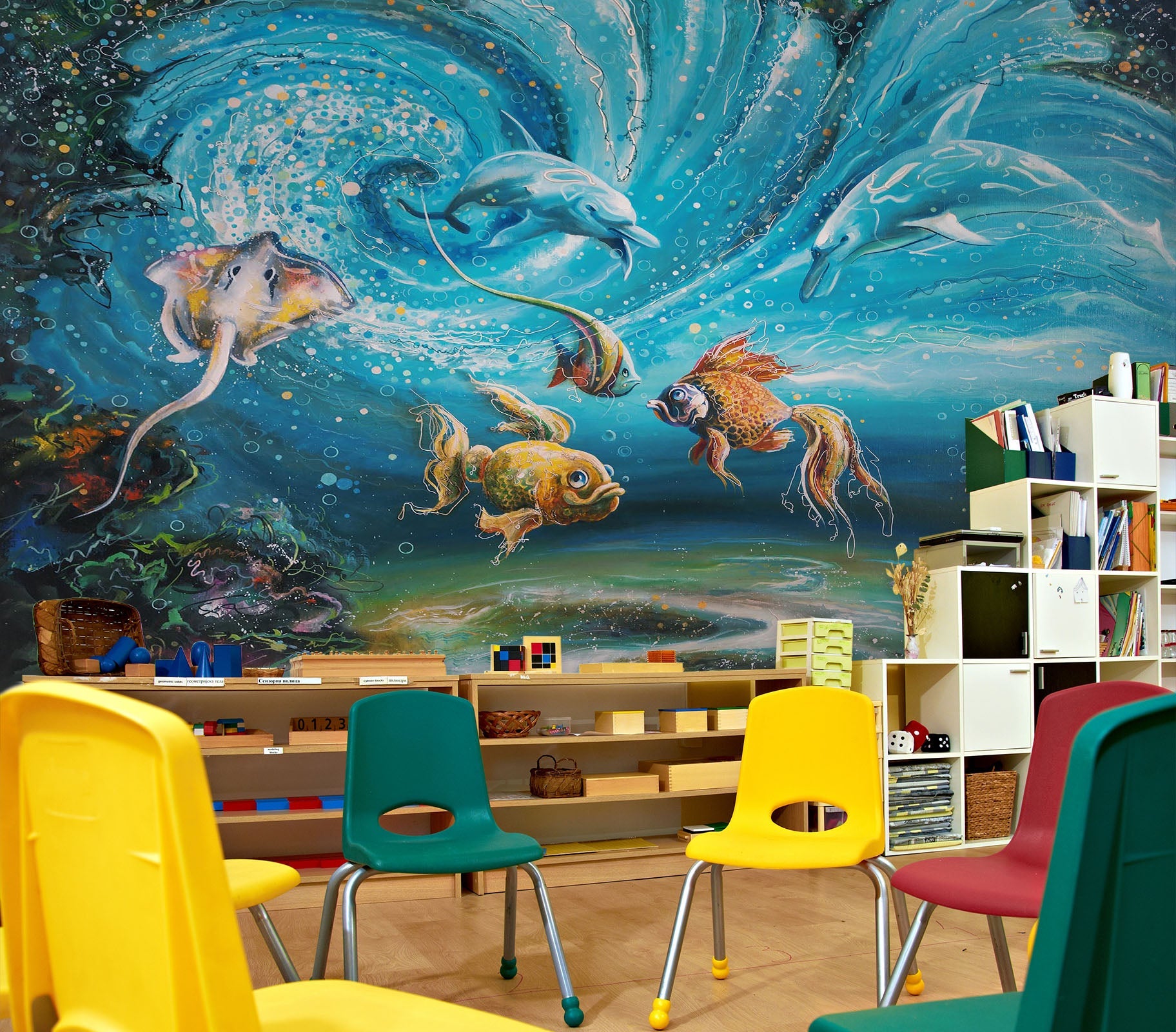 3D Undersea Dolphins 193 Wall Murals Wallpaper AJ Wallpaper 2