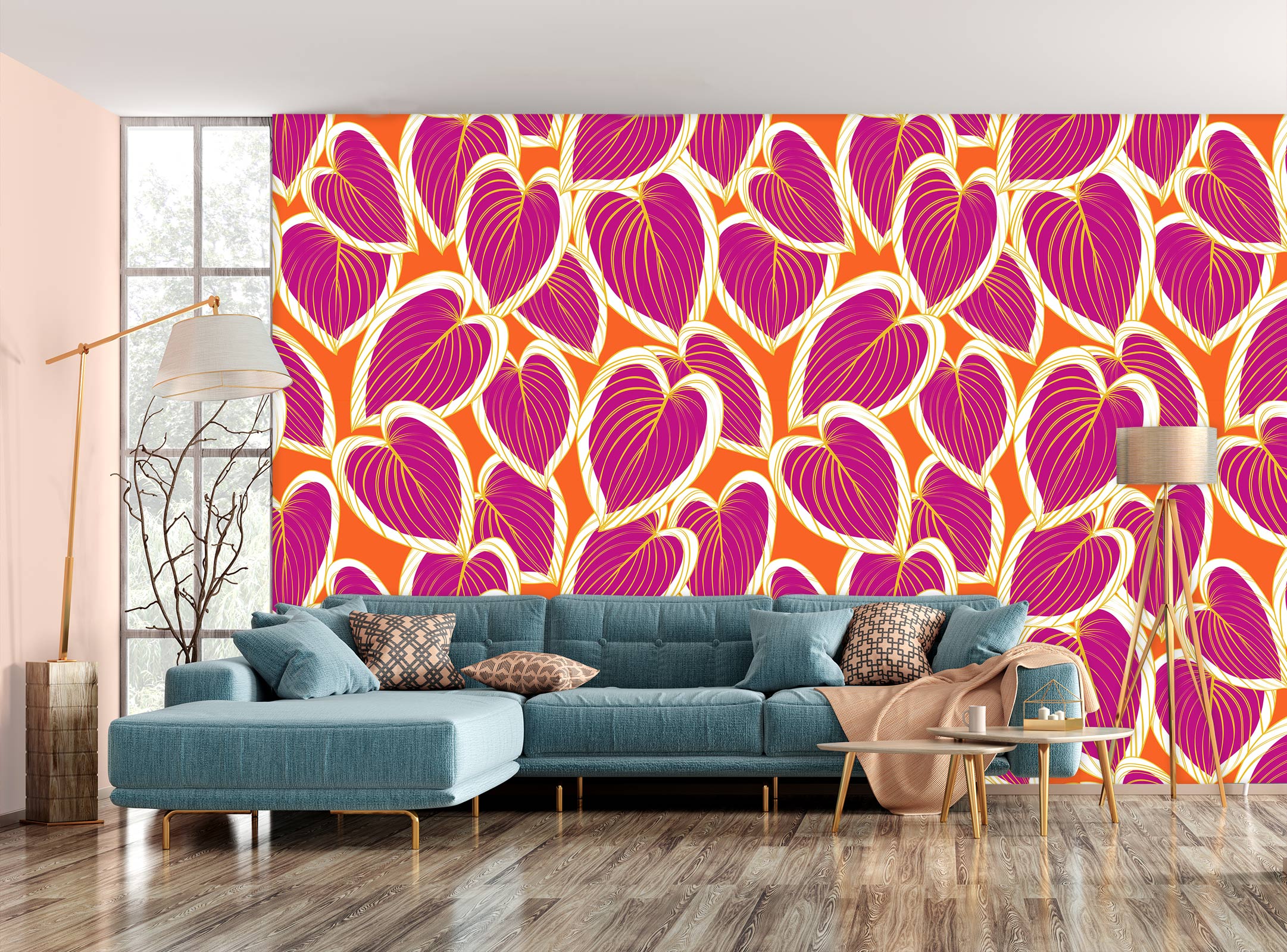 3D Pink Heart Flowers 12042 Kashmira Jayaprakash Wall Mural Wall Murals
