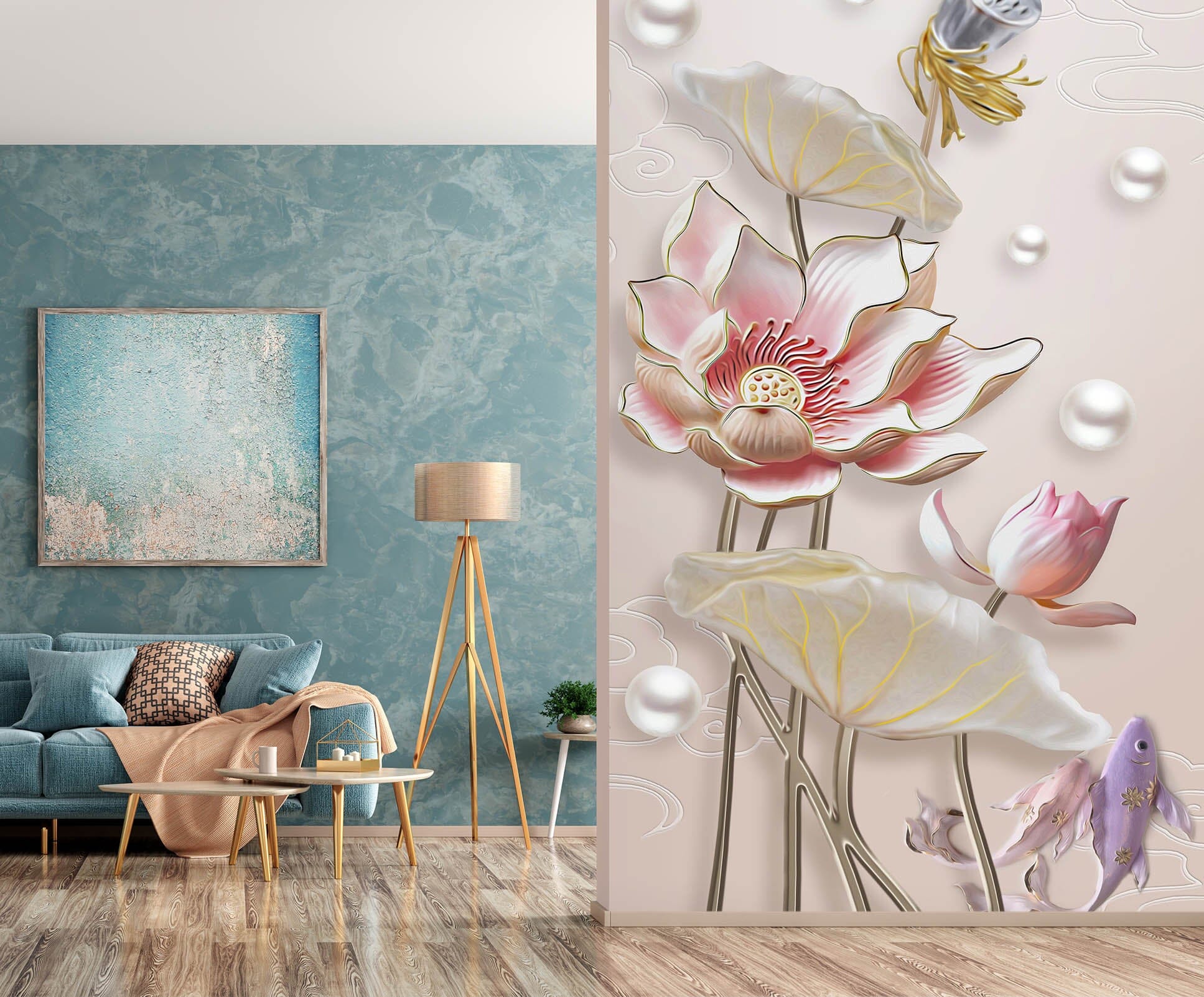 3D Pearl Lotus 1843 Wall Murals Wallpaper AJ Wallpaper 2