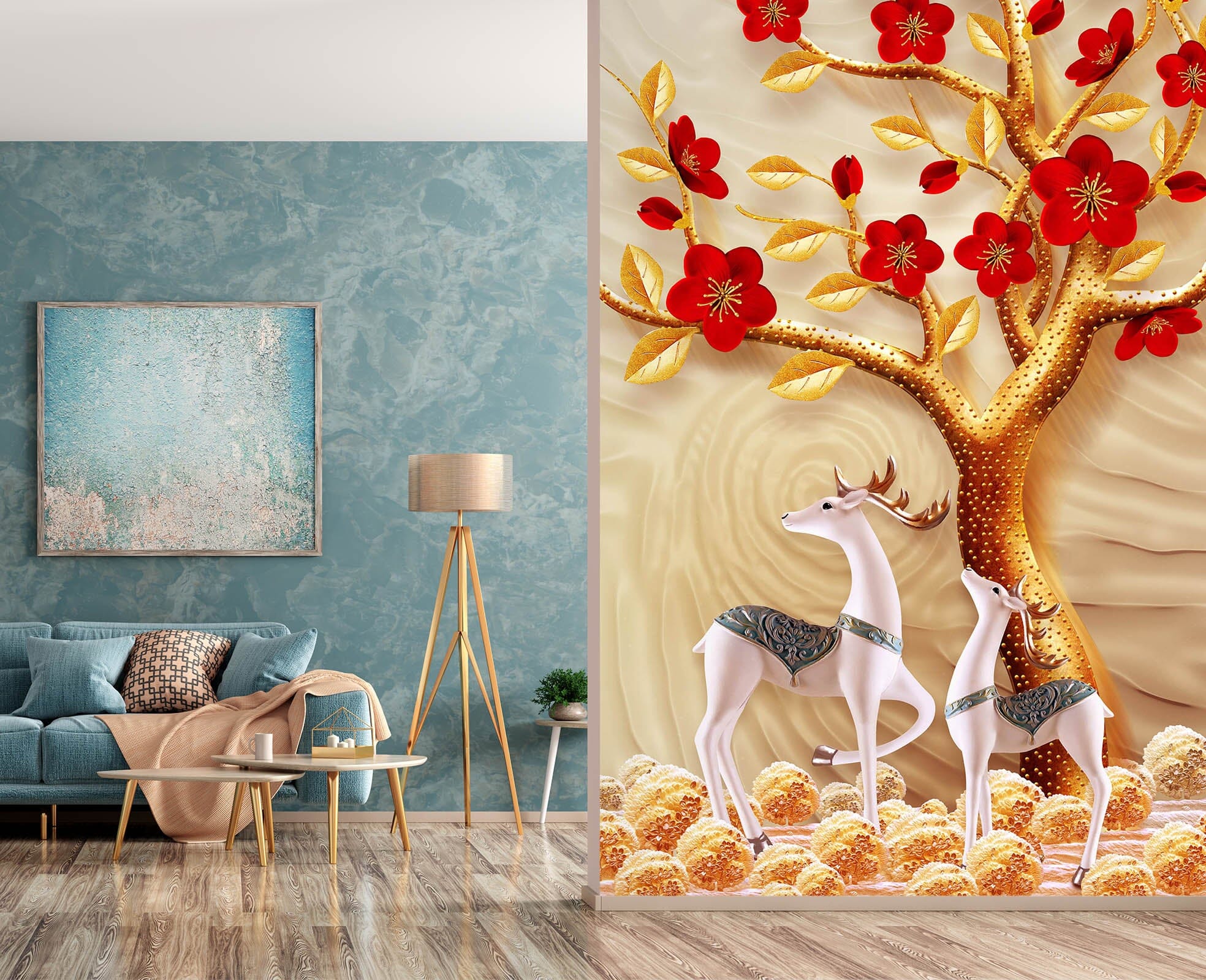 3D Golden Twig 068 Wall Murals Wallpaper AJ Wallpaper 2