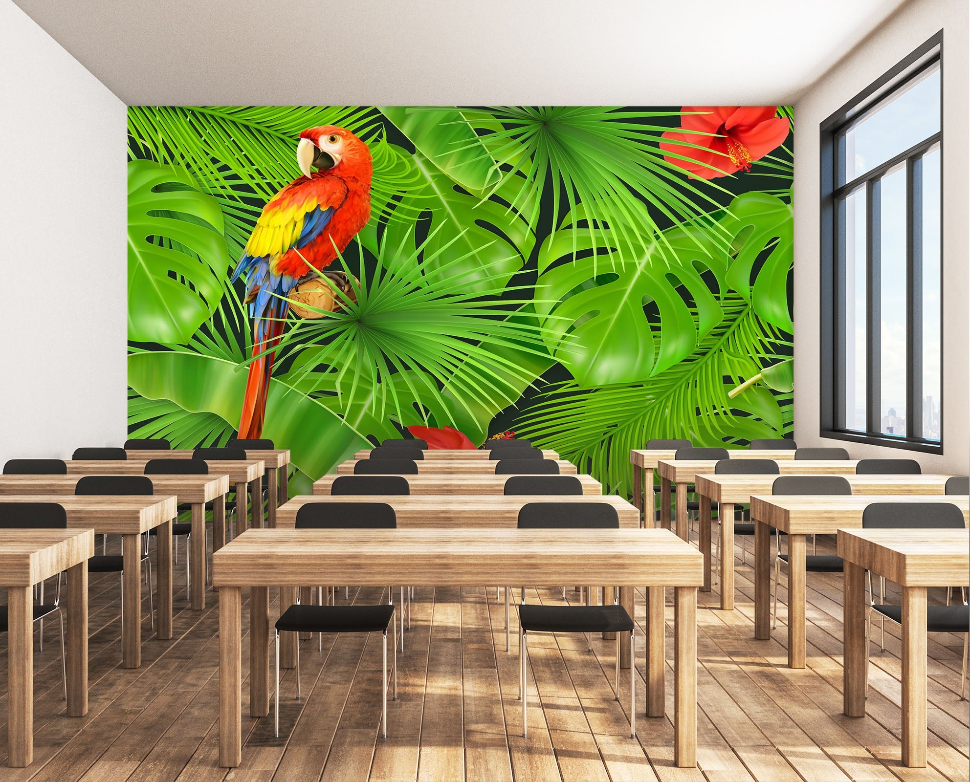 3D Red Parrot 183 Wall Murals Wallpaper AJ Wallpaper 2