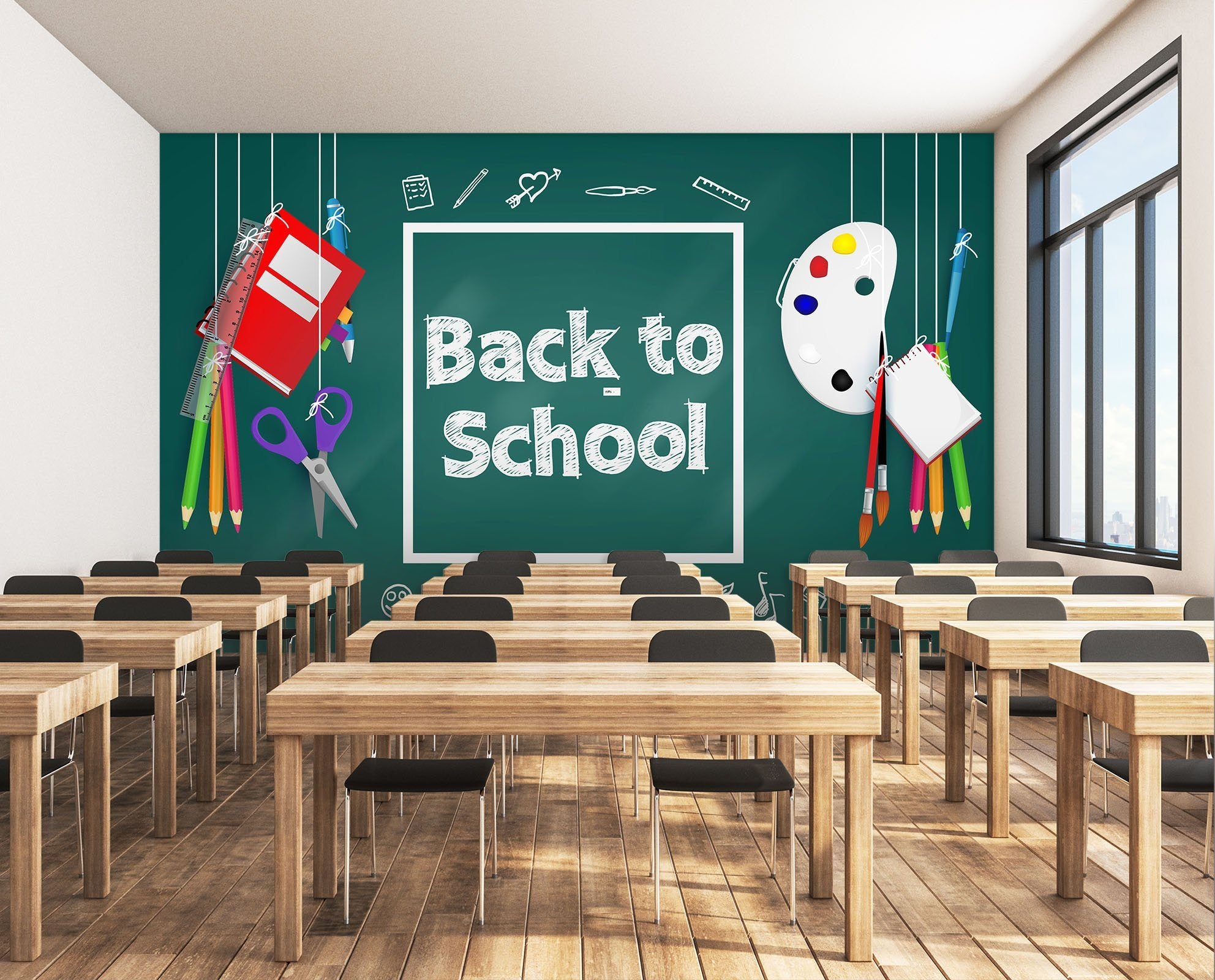 3D Blackboard Pen 204 Wall Murals Wallpaper AJ Wallpaper 2