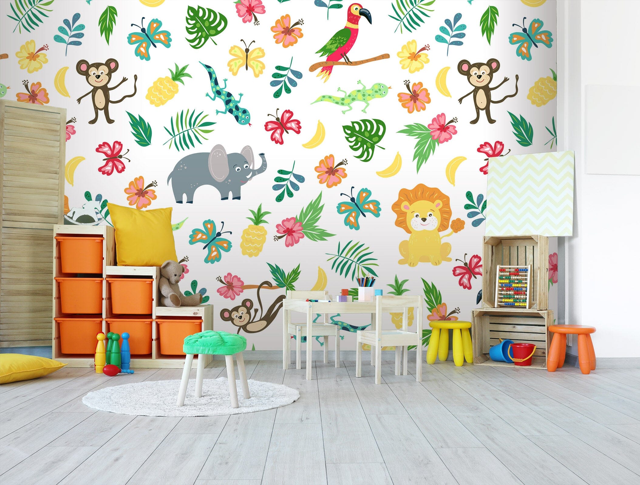 3D Elephant Monkey 189 Wall Murals Wallpaper AJ Wallpaper 2