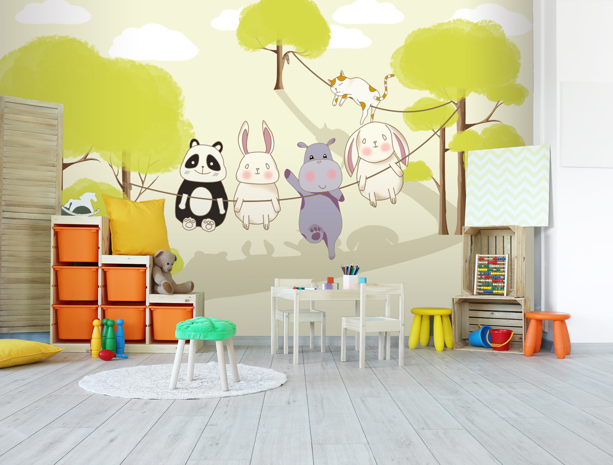 3D Panda Hippo 020 Wall Murals Wallpaper AJ Wallpaper 2