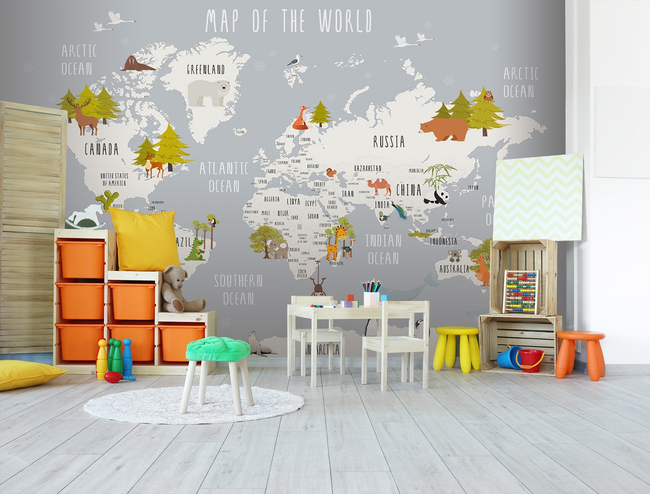 3D Cartoon world map 05 Wall Murals Wallpaper AJ Wallpaper 2