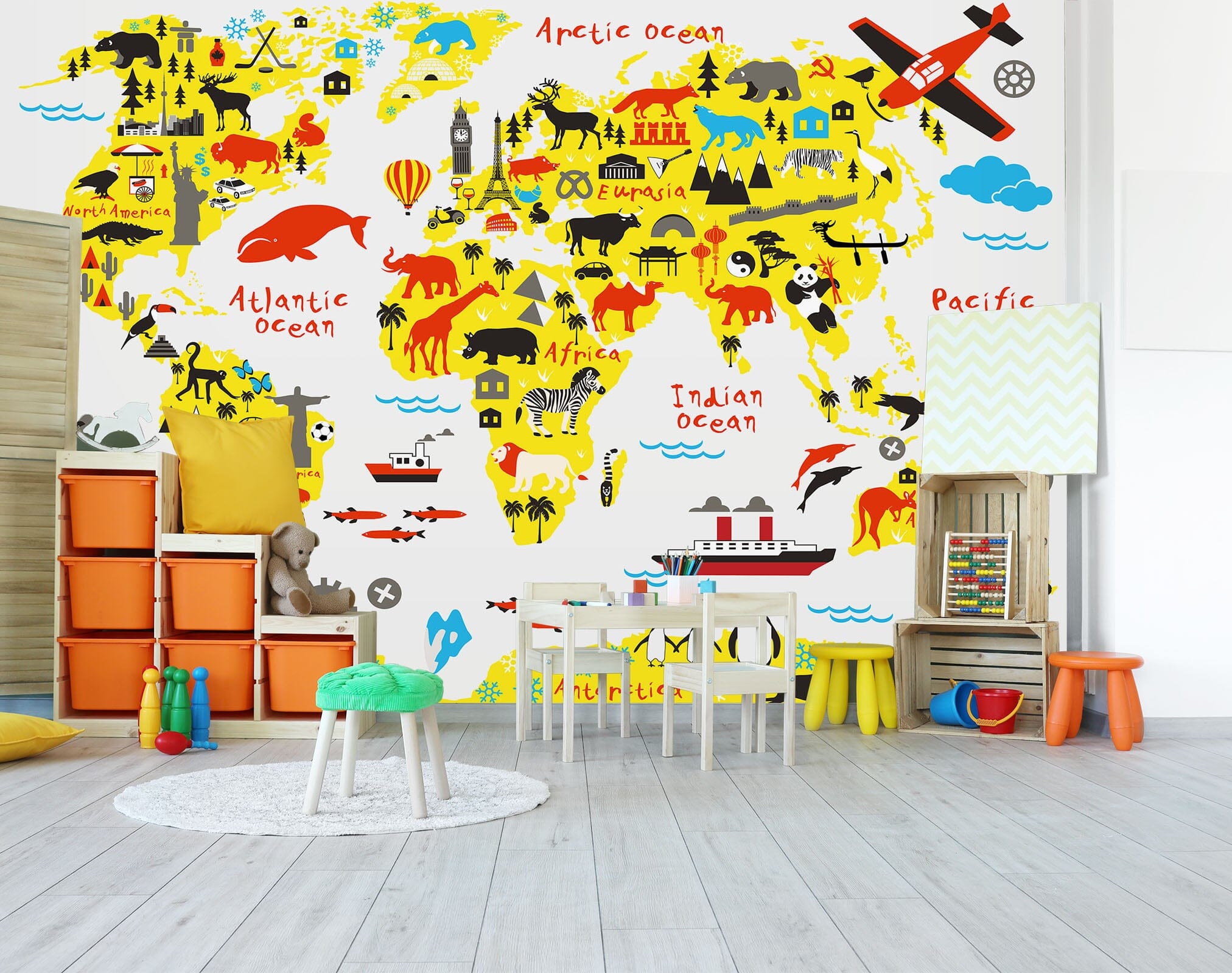 3D Aircraft Animal 2045 World Map Wall Murals Wallpaper AJ Wallpaper 2