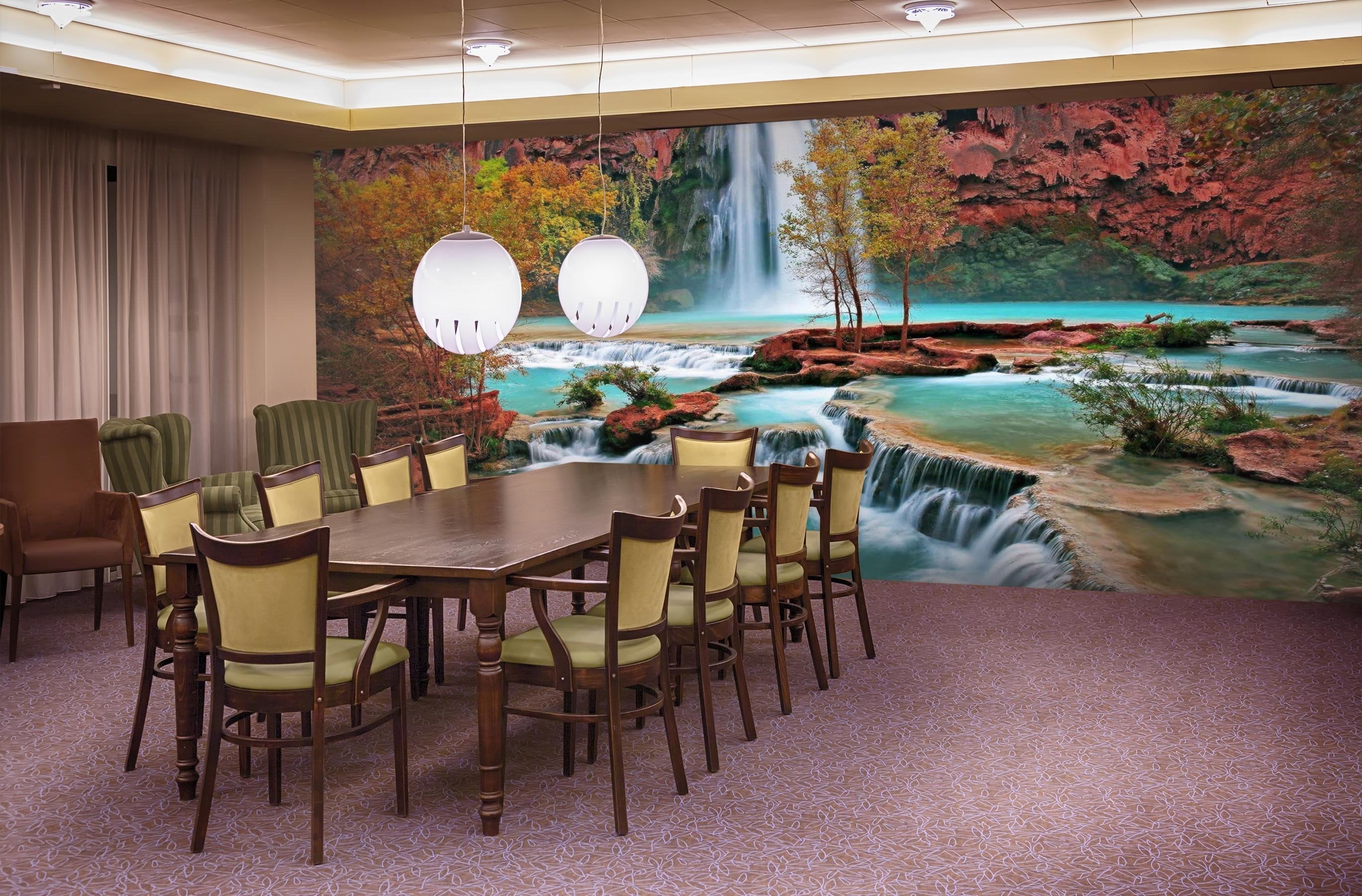 3D waterfall in fall 34 Wall Murals Wallpaper AJ Wallpaper