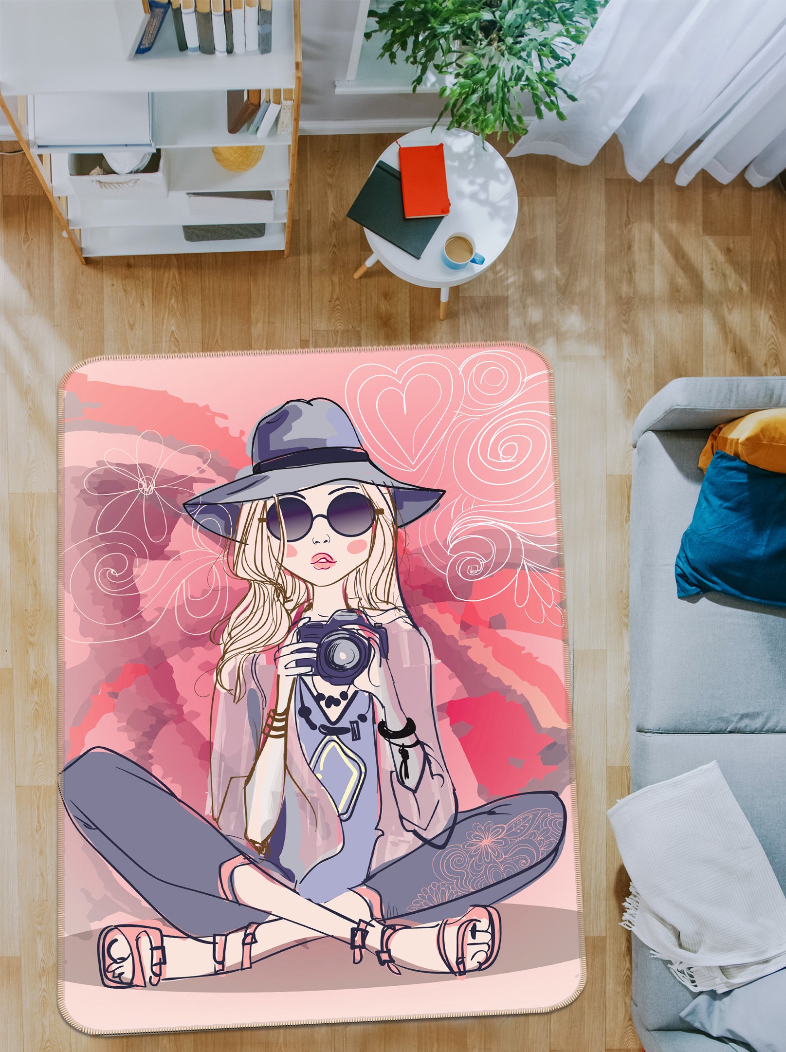 3D Camera Girl 37114 Non Slip Rug Mat