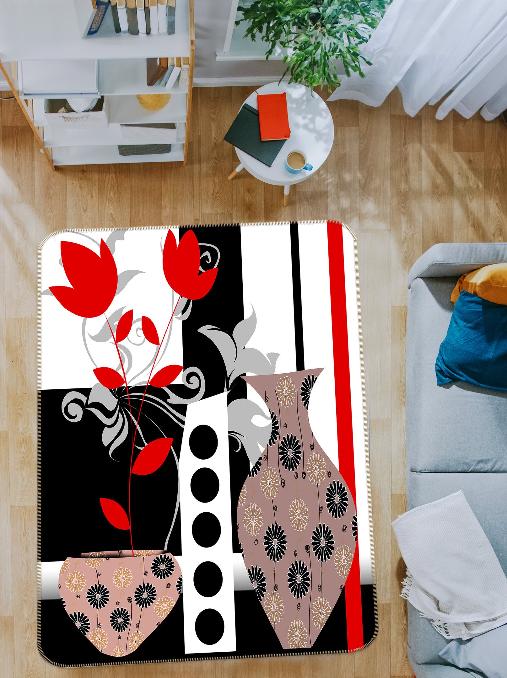 3D Vase Pattern 76117 Non Slip Rug Mat