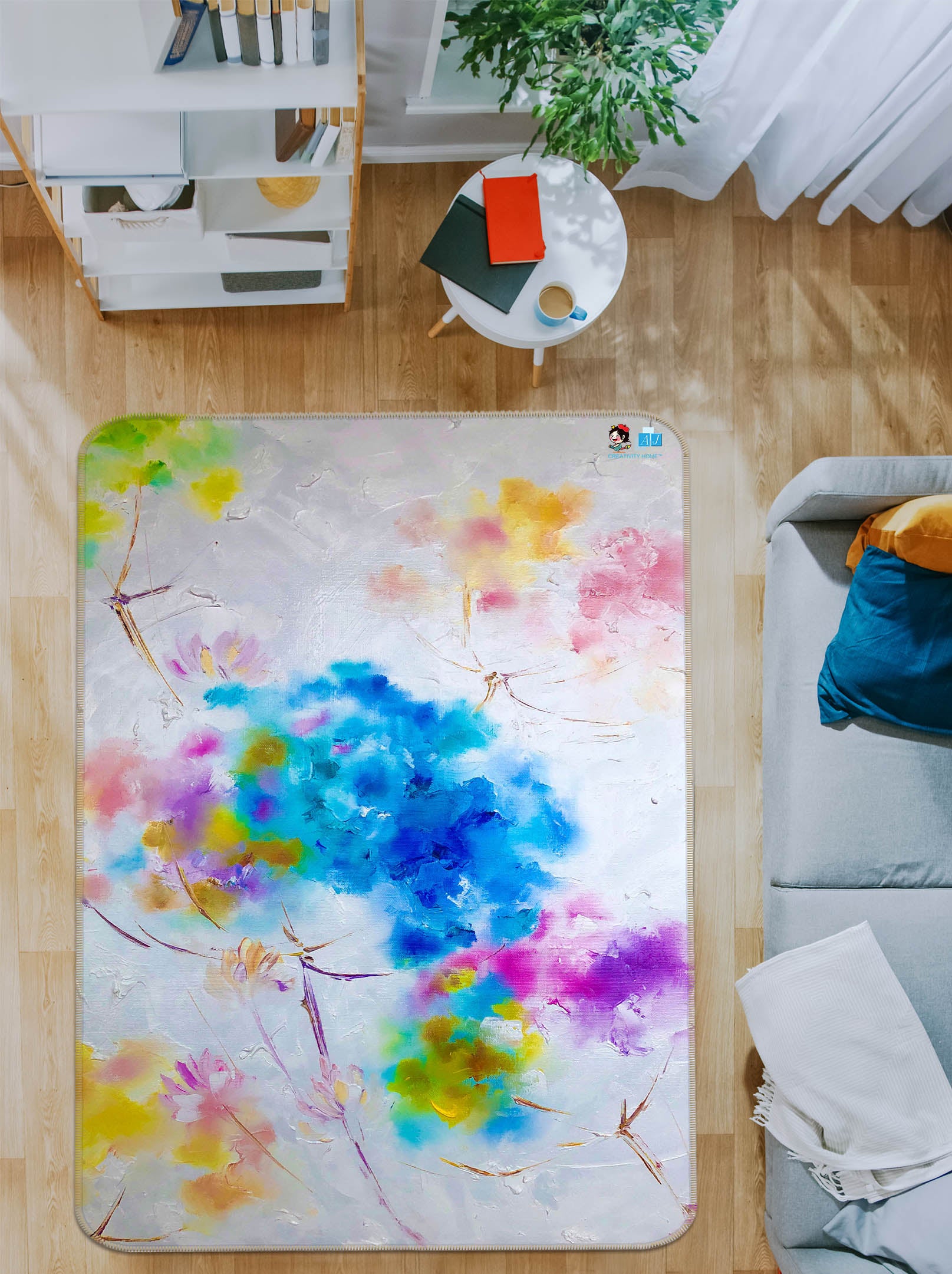 3D Watercolor Flowers 1300 Skromova Marina Rug Non Slip Rug Mat