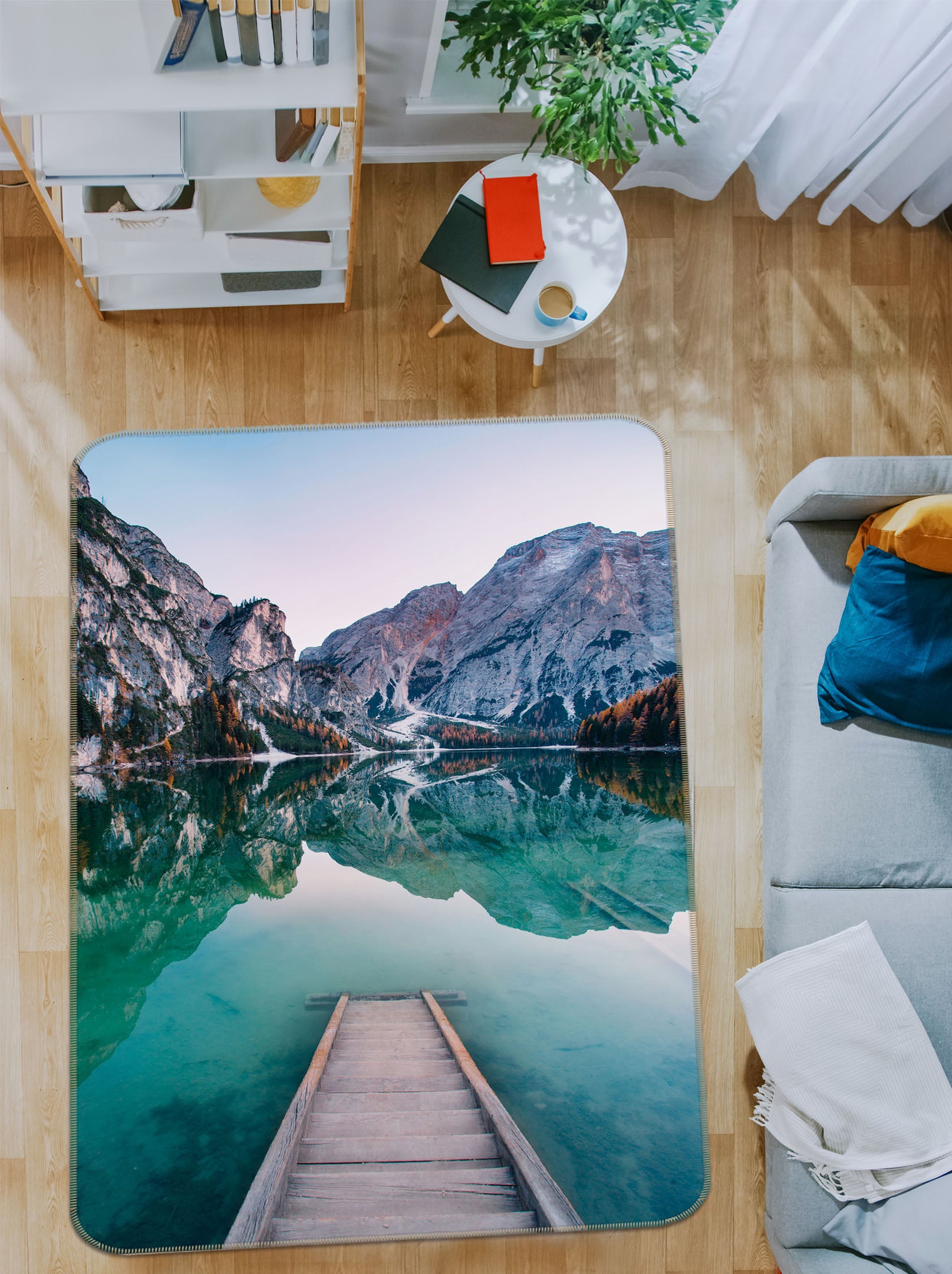 3D Mountains Lake 26154 Non Slip Rug Mat