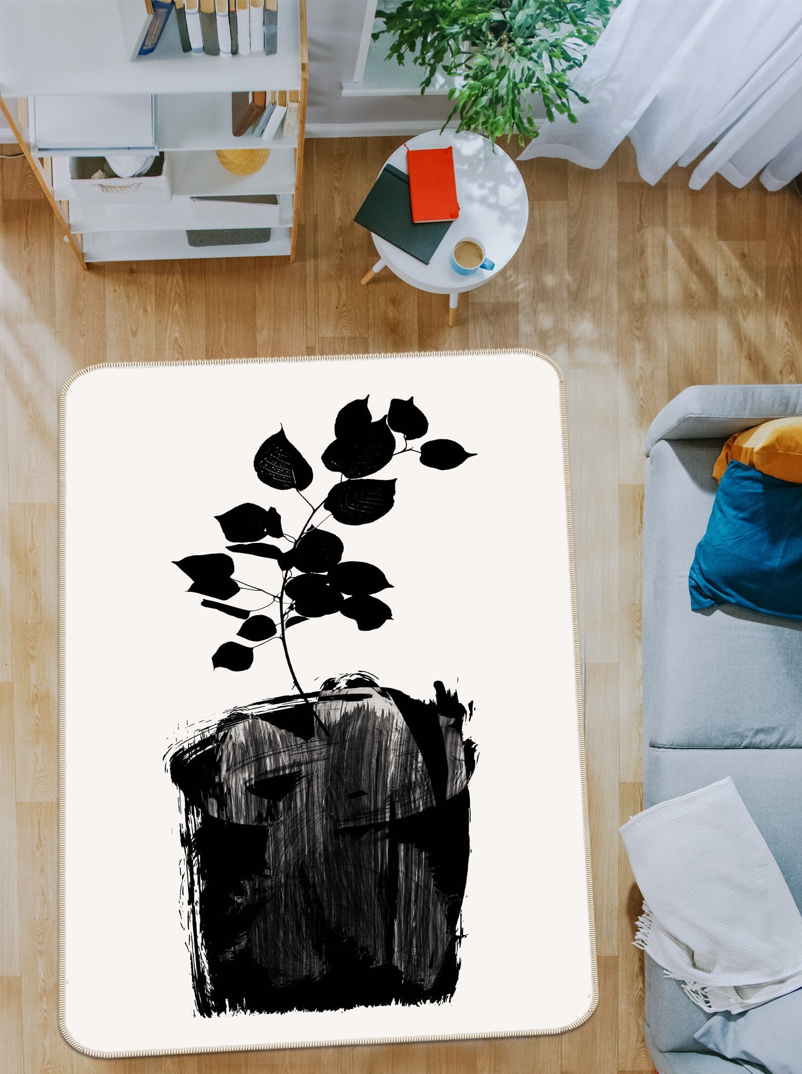 3D Black Pattern Leaves 1106 Boris Draschoff Rug Non Slip Rug Mat Mat AJ Creativity Home