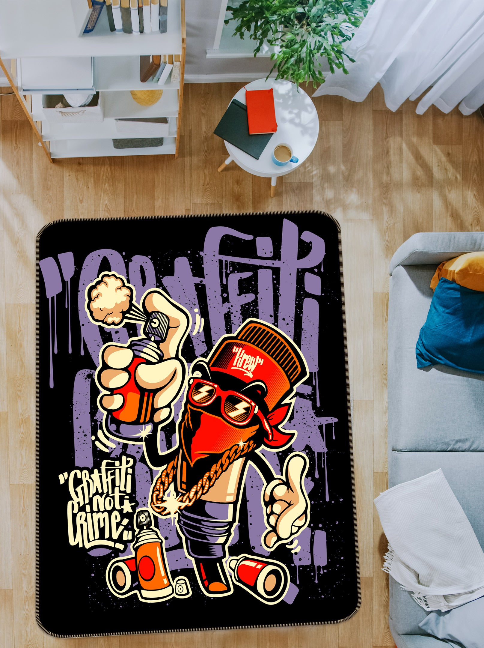 3D Graffiti Spray 30099 Non Slip Rug Mat