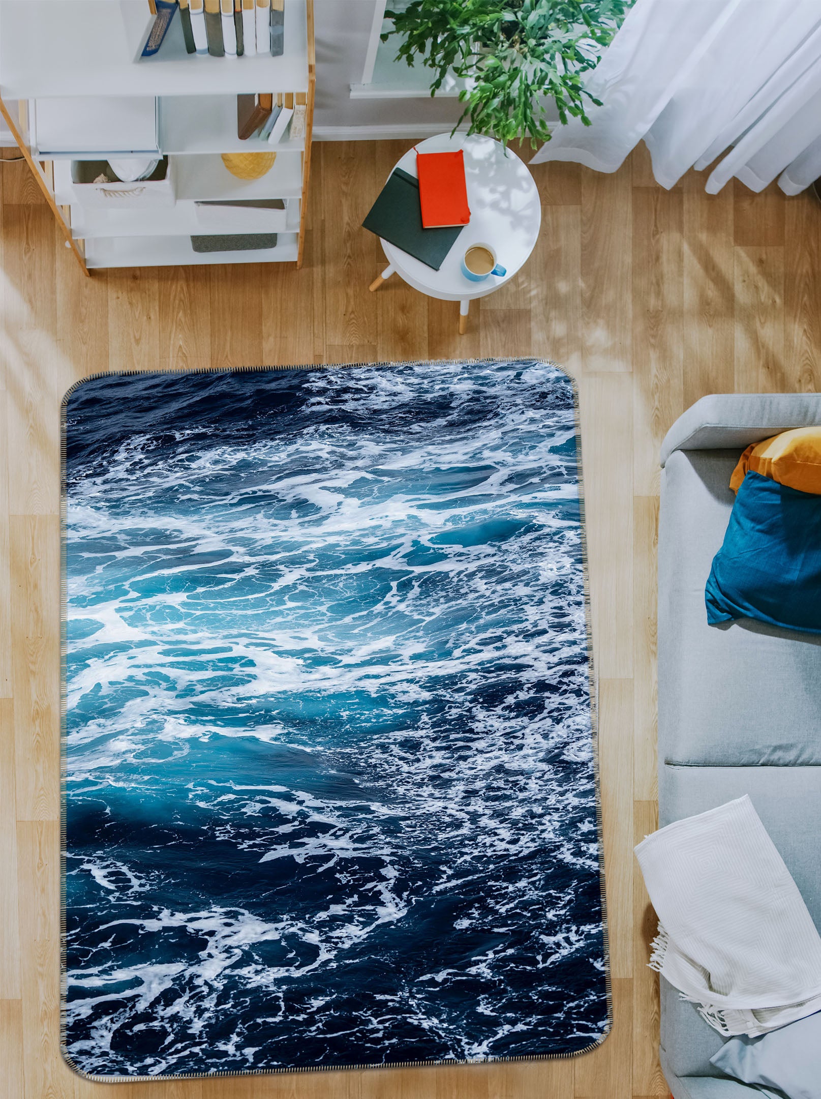 3D Seawater Waves 28019 Non Slip Rug Mat