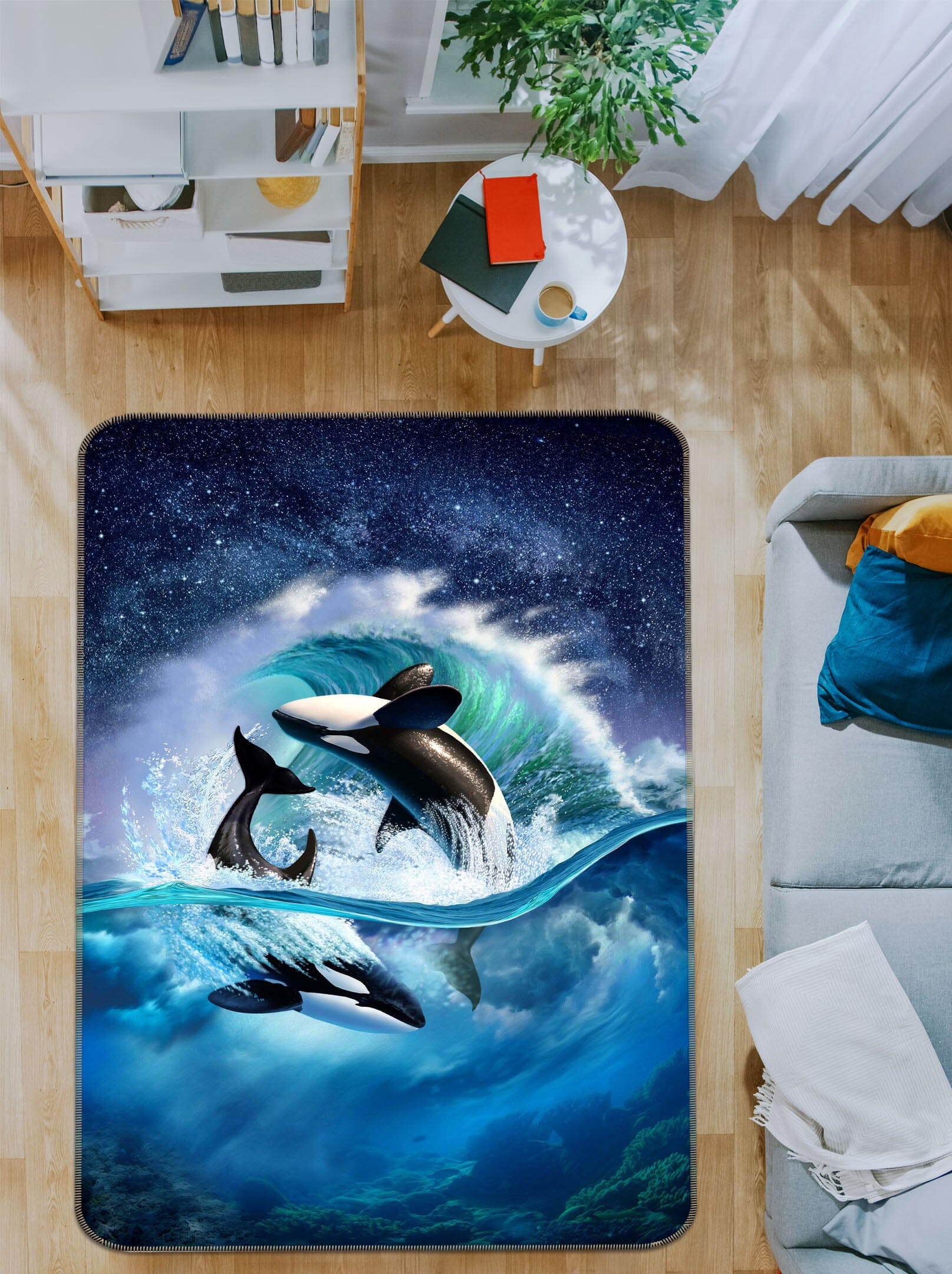 3D Orca Wave 1074 Jerry LoFaro Rug Non Slip Rug Mat Mat AJ Creativity Home