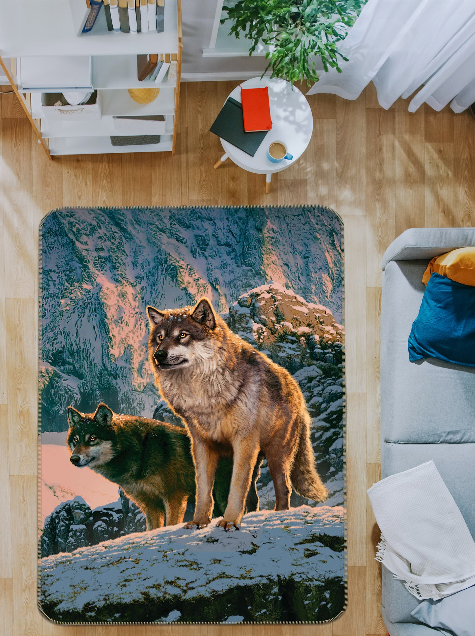 3D Snow Mountain Wolf 84277 Vincent Hie Rug Non Slip Rug Mat