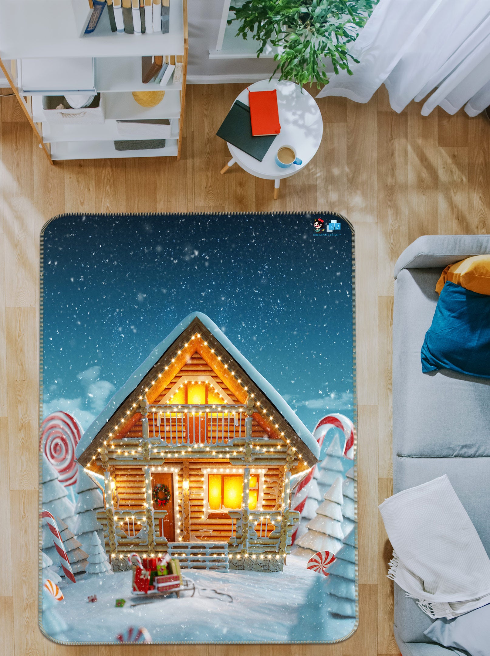 3D Snow House 55041 Christmas Non Slip Rug Mat Xmas