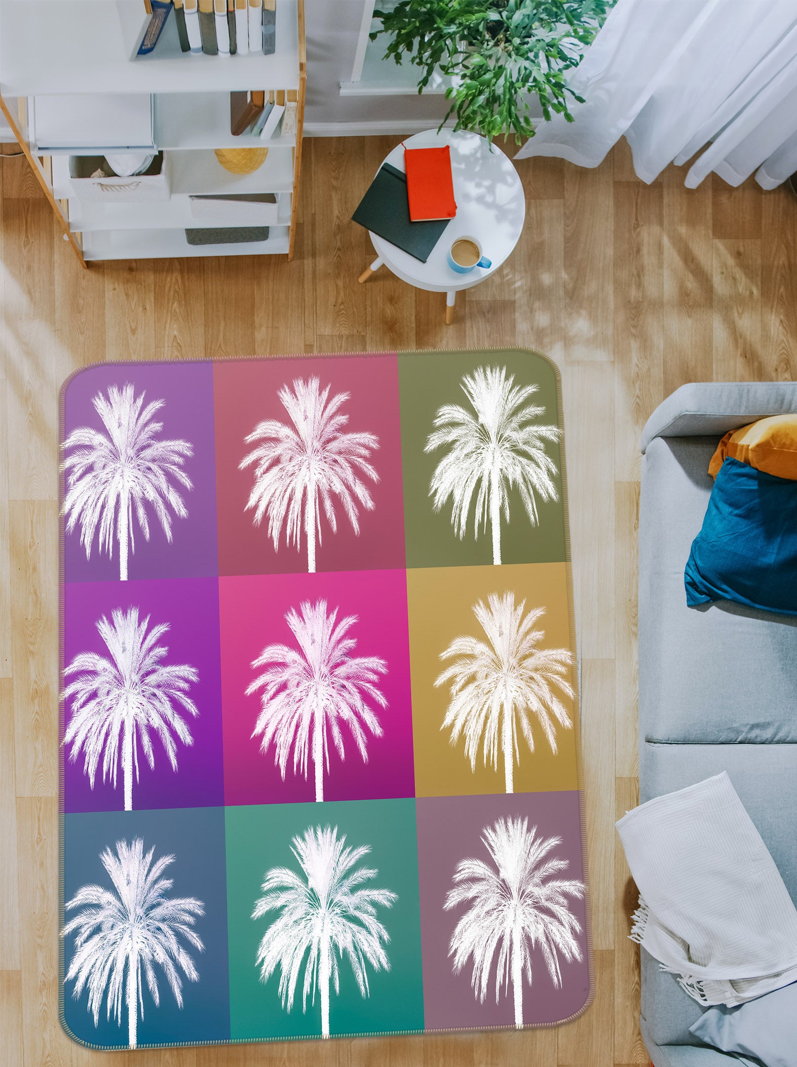 3D Color Lattice Coconut Tree 83299 Assaf Frank Rug Non Slip Rug Mat