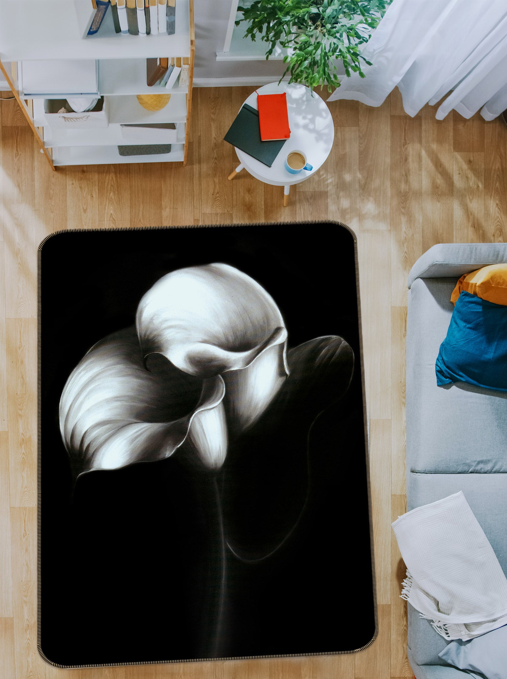 3D Black Ash Flower 76142 Non Slip Rug Mat