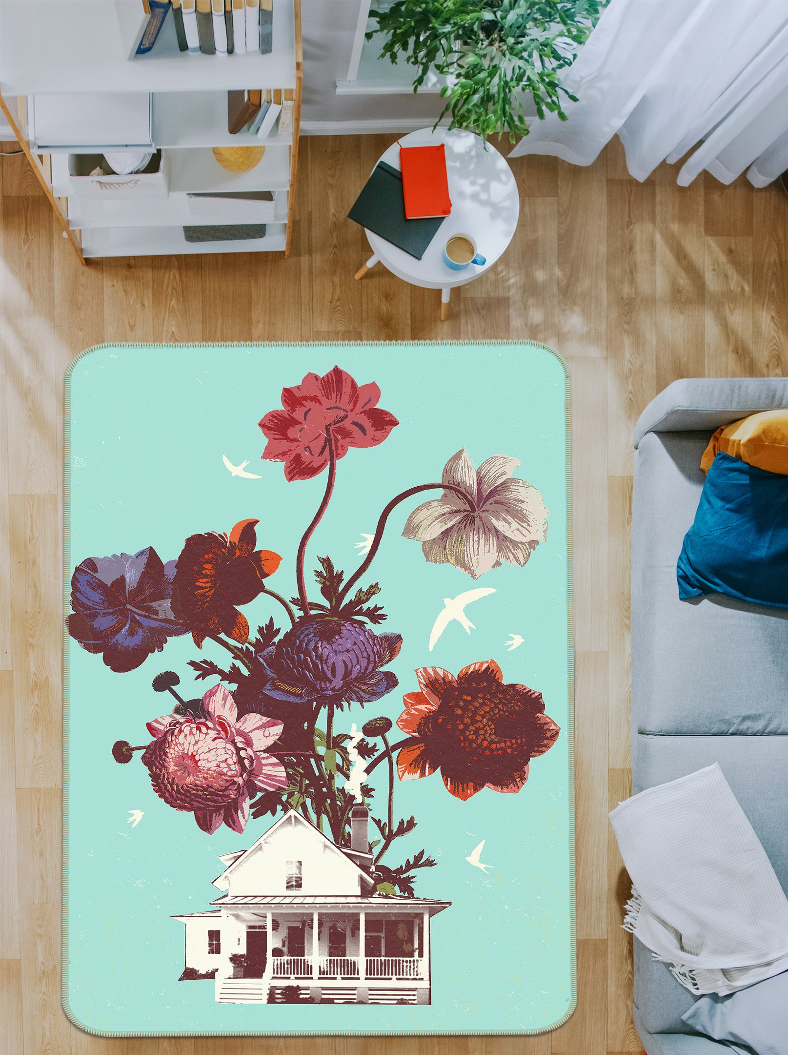 3D Flower House 84095 Showdeer Rug Non Slip Rug Mat