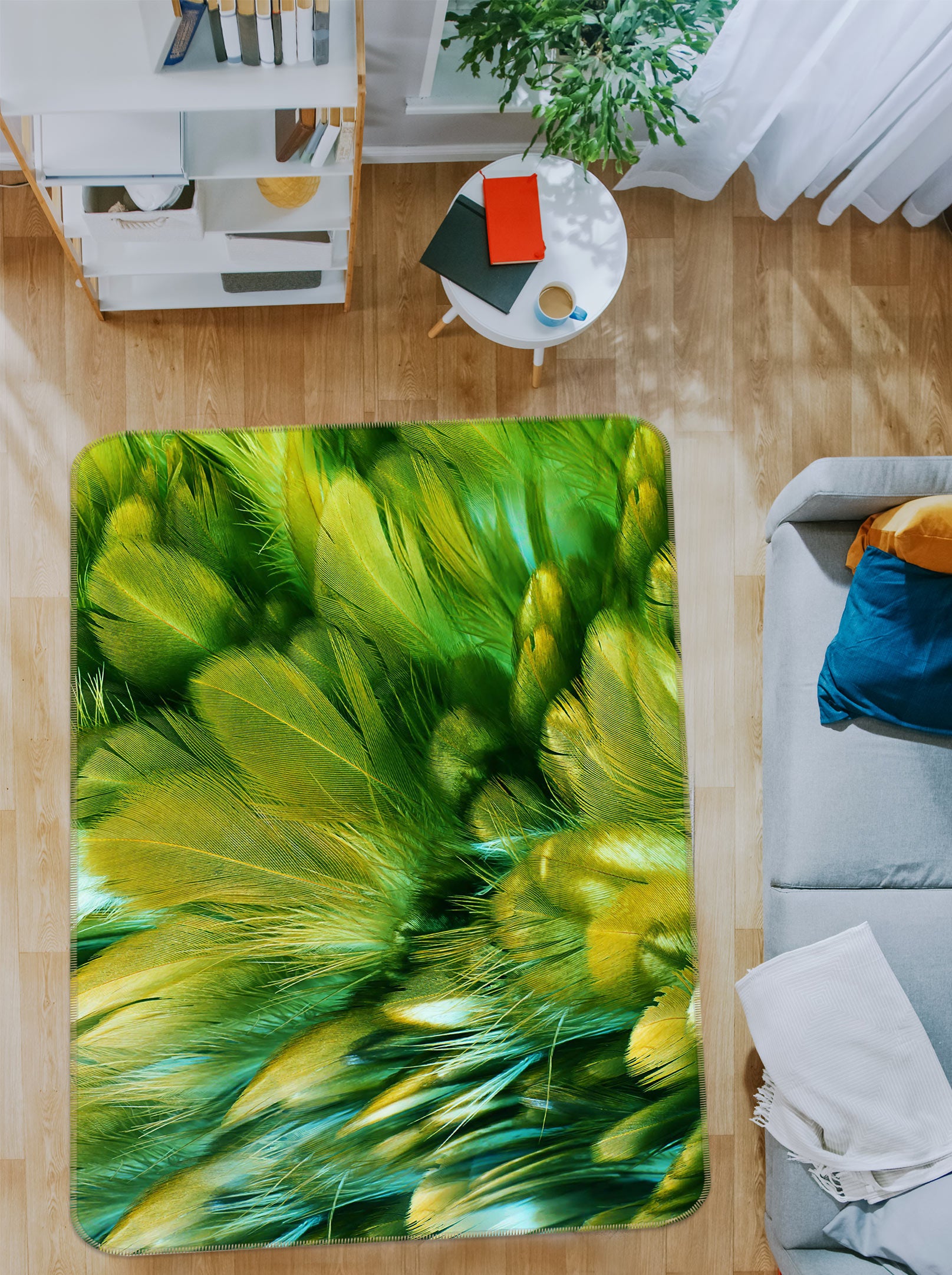 3D Green Leaves 30102 Non Slip Rug Mat