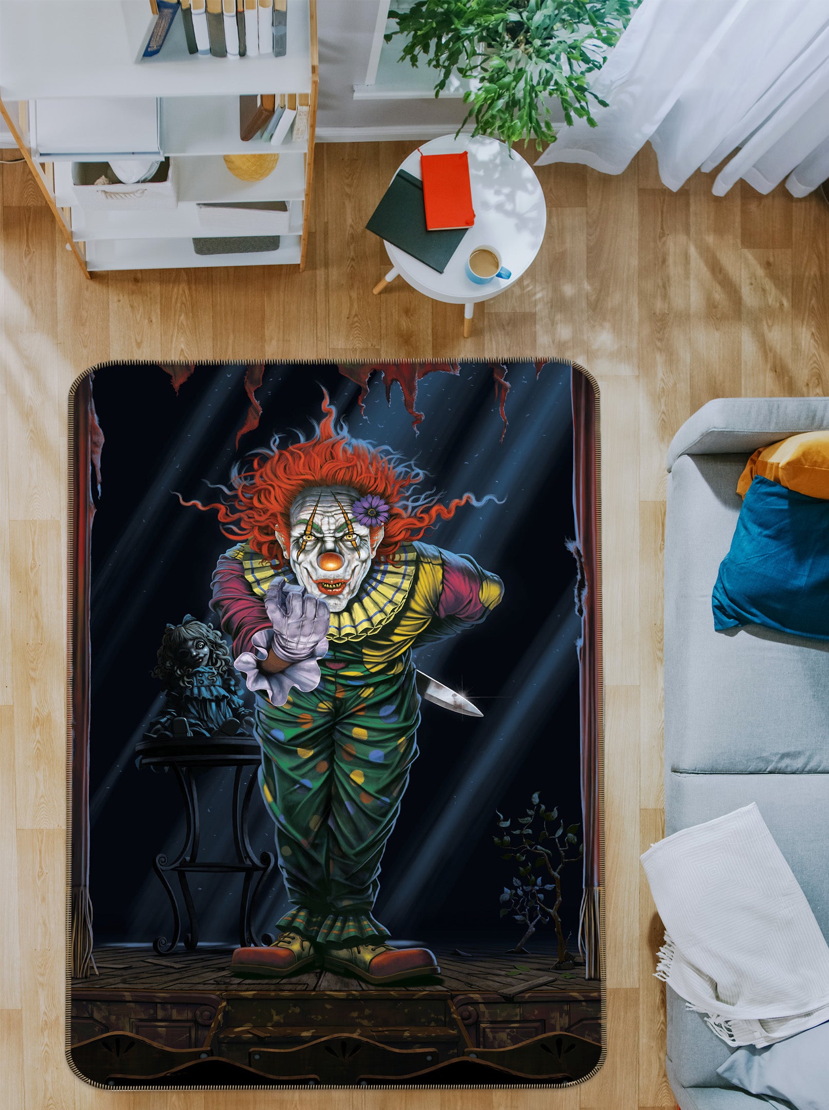 3D Surprise Clown 84260 Vincent Hie Rug Non Slip Rug Mat